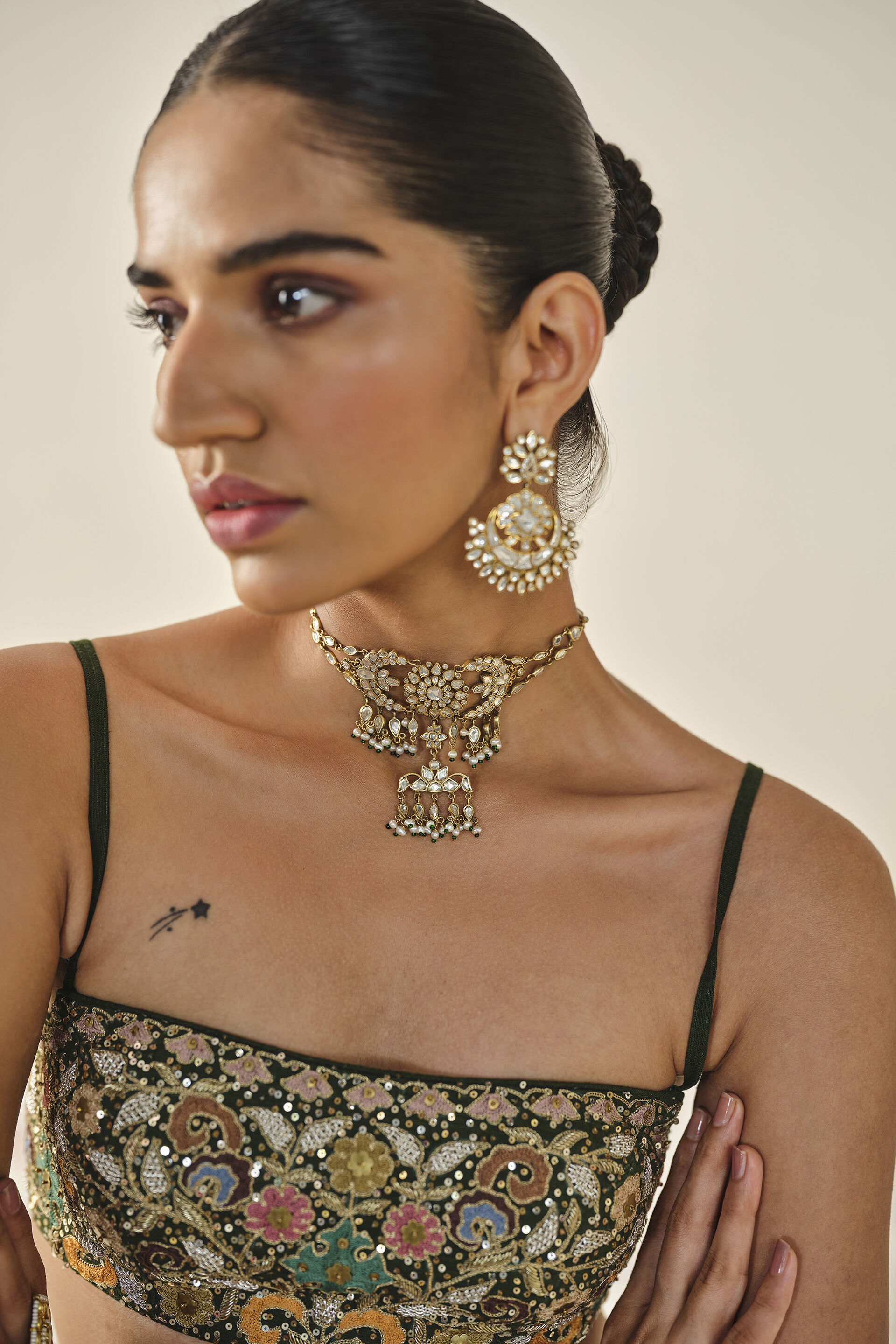 Yiska Embroidered Silk Skirt Set - Green, Green, image 7