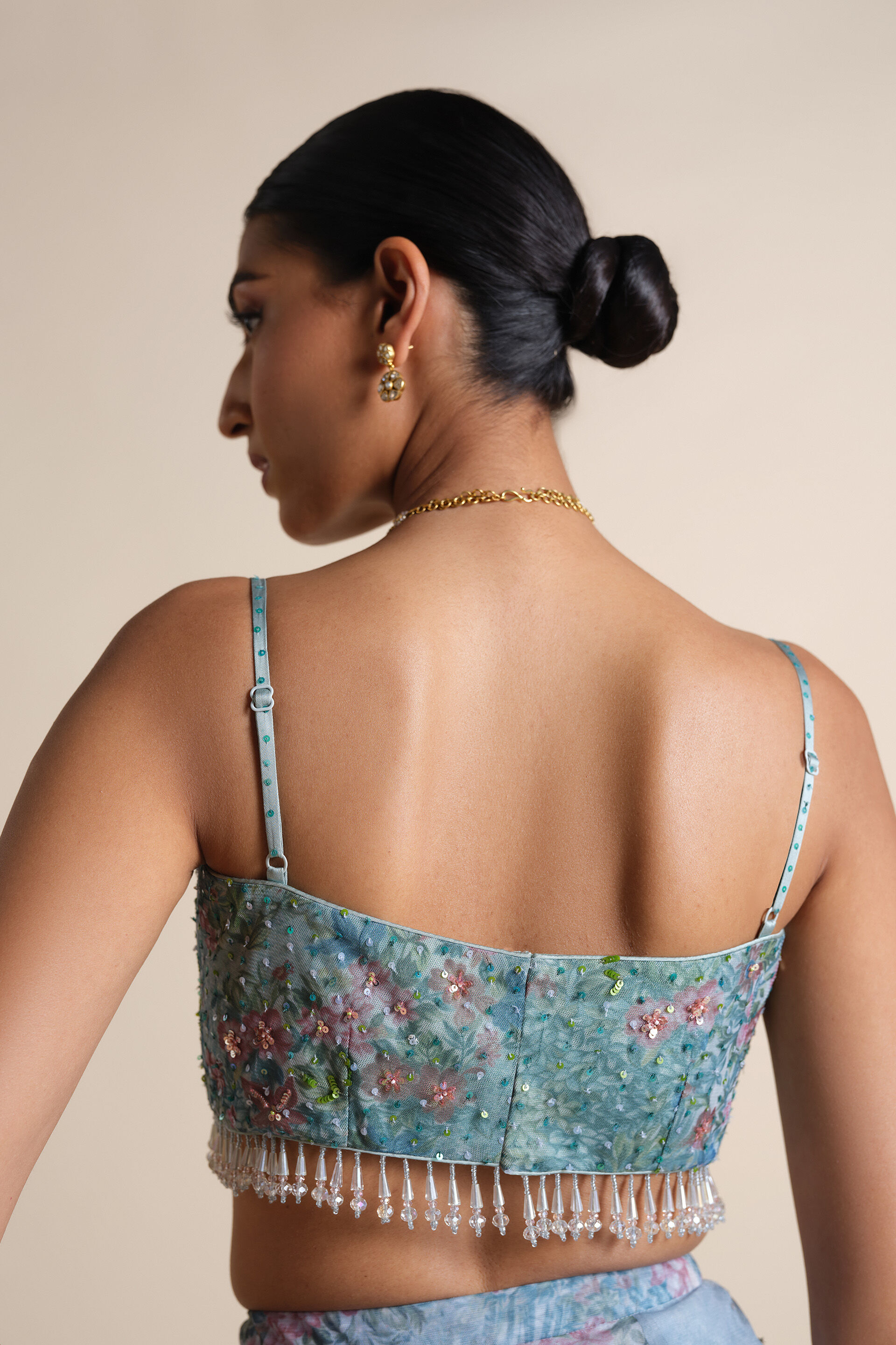 Blooming Meadows Embroidered Choli - Powder Blue, Powder Blue, image 2