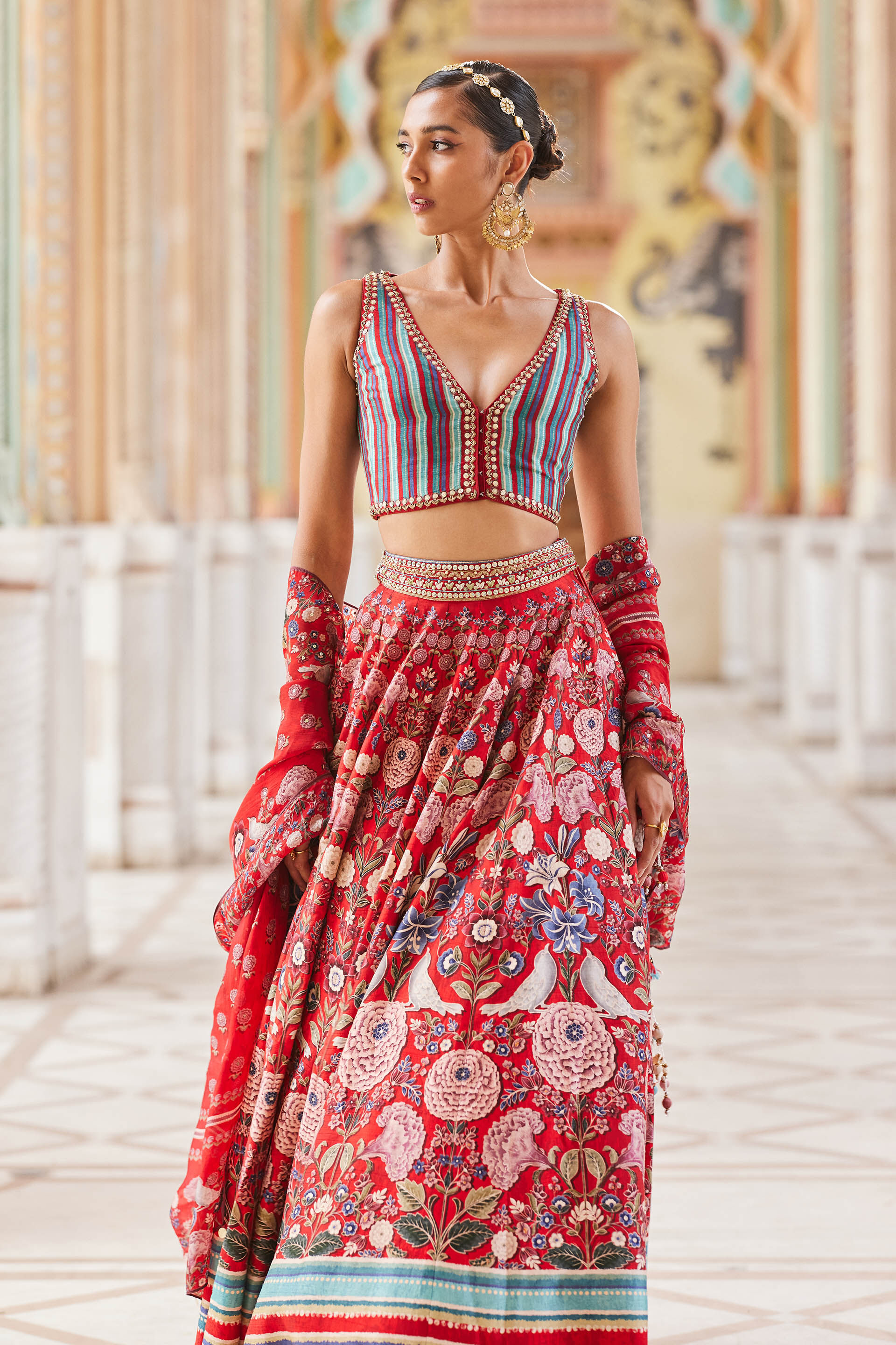 Ghazal Lehenga - Red, Red, image 5