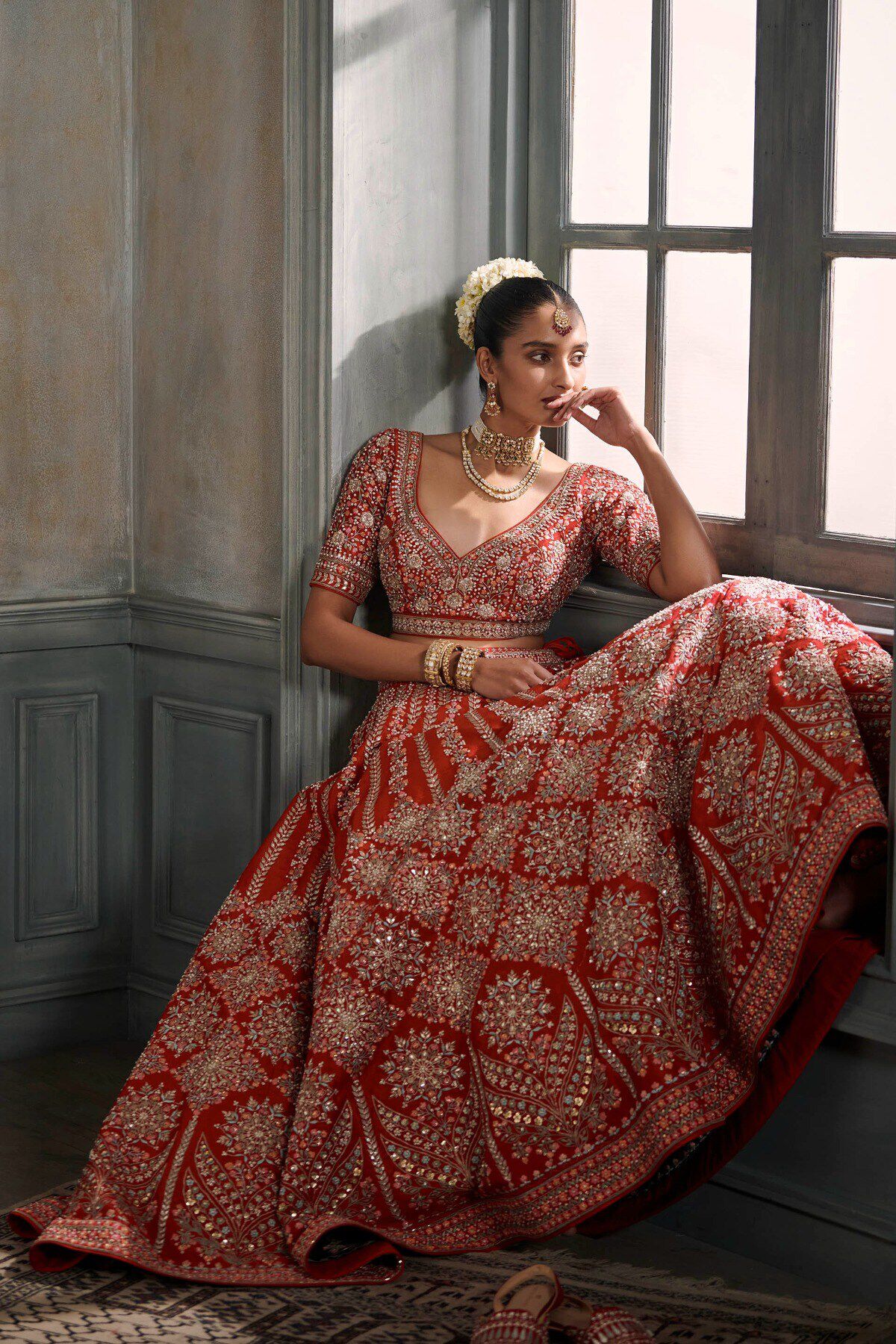 2 - Deepa Lehenga Set &ndash; Red, image 2