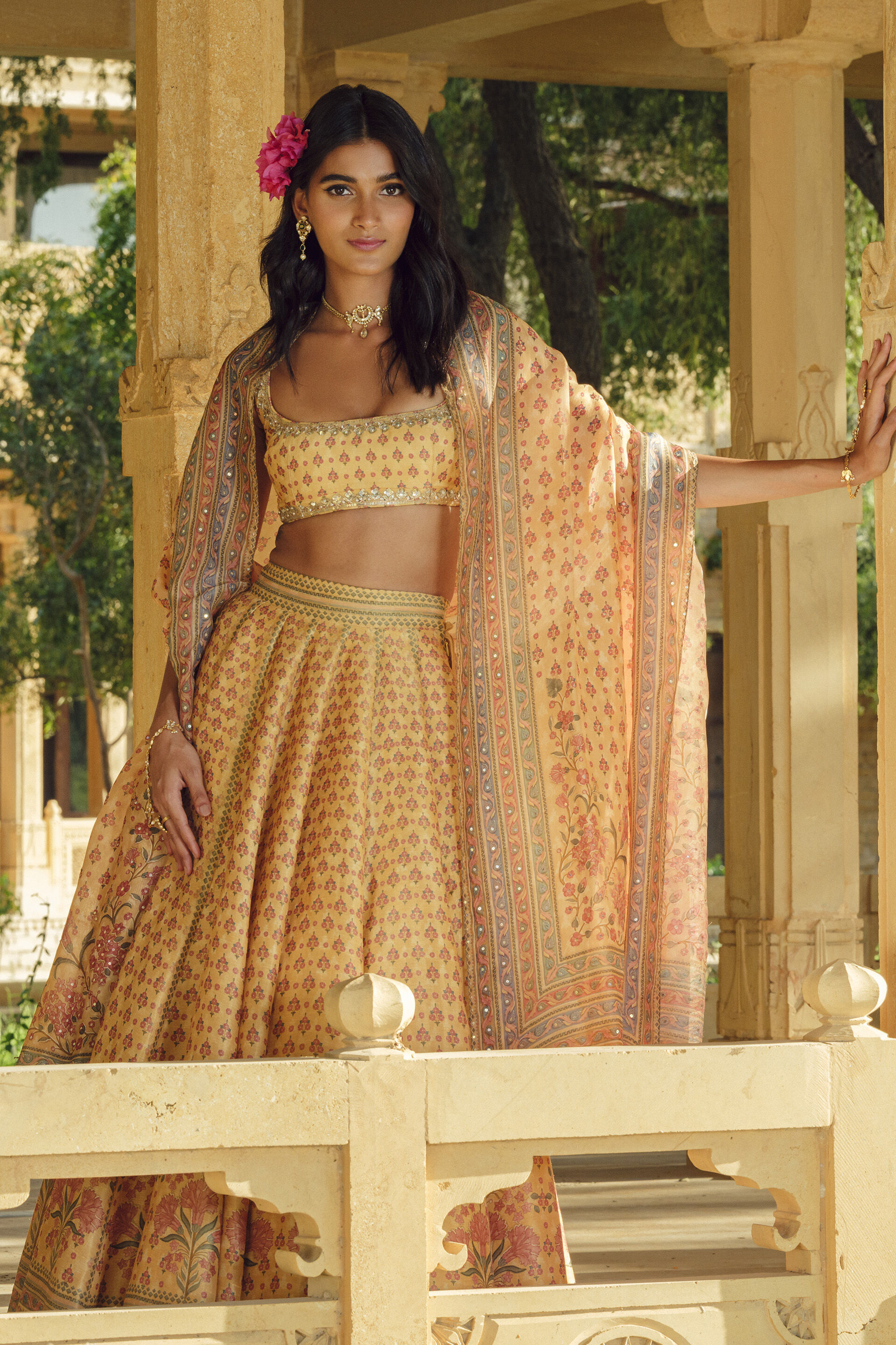 Damaris Lehenga Set - Mustard, Mustard, image 5