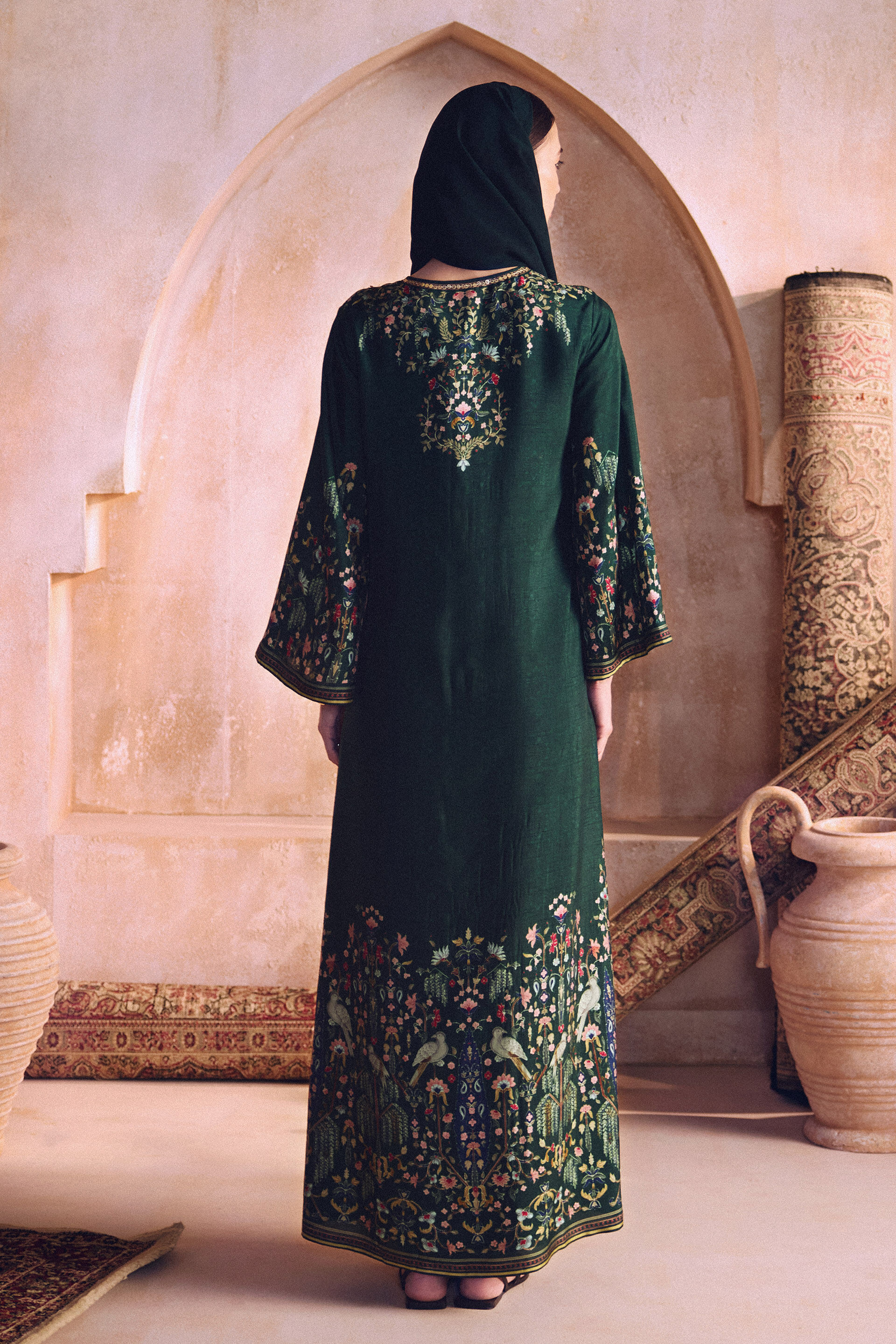 Nooraya Silk Kaftan - Green