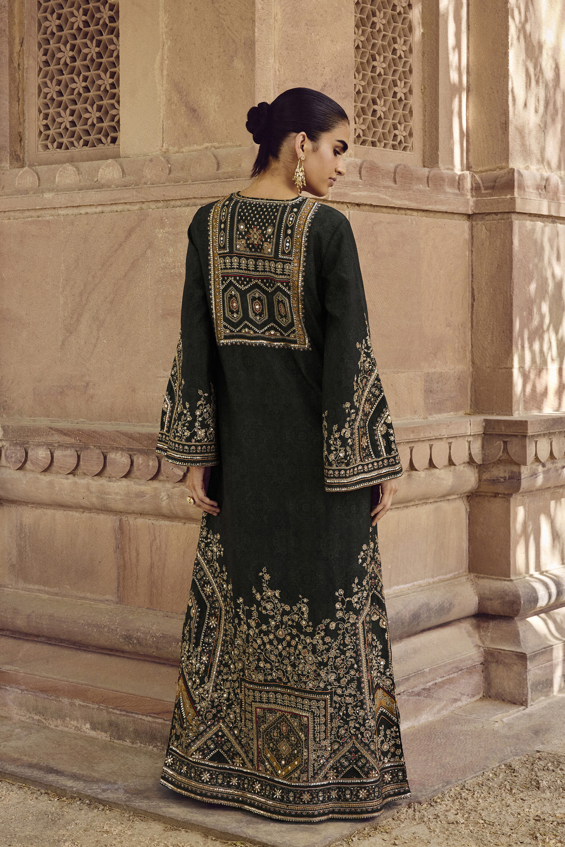 Rishama Silk Kaftan - Green