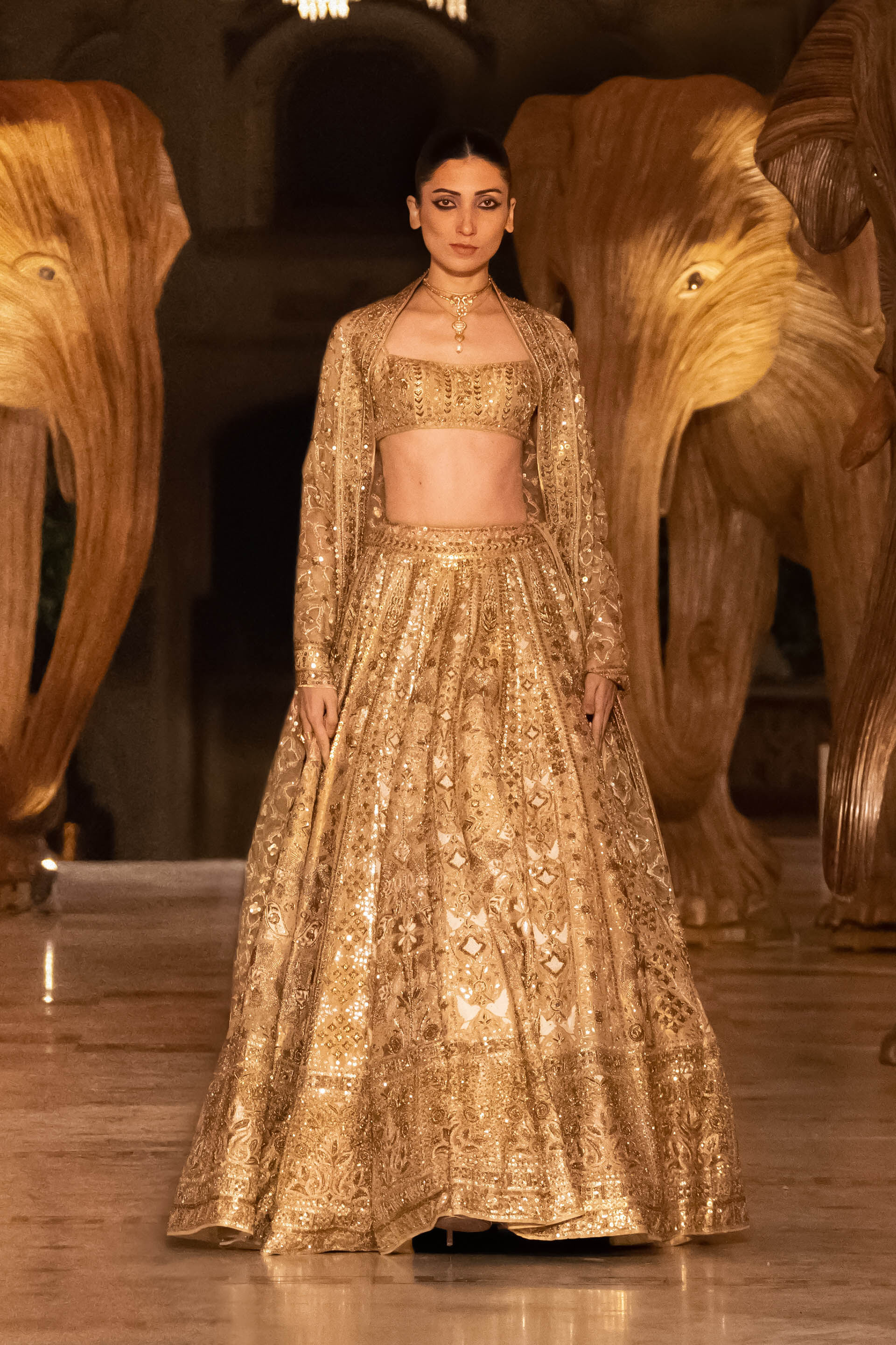 Gold lehenga online hot sale