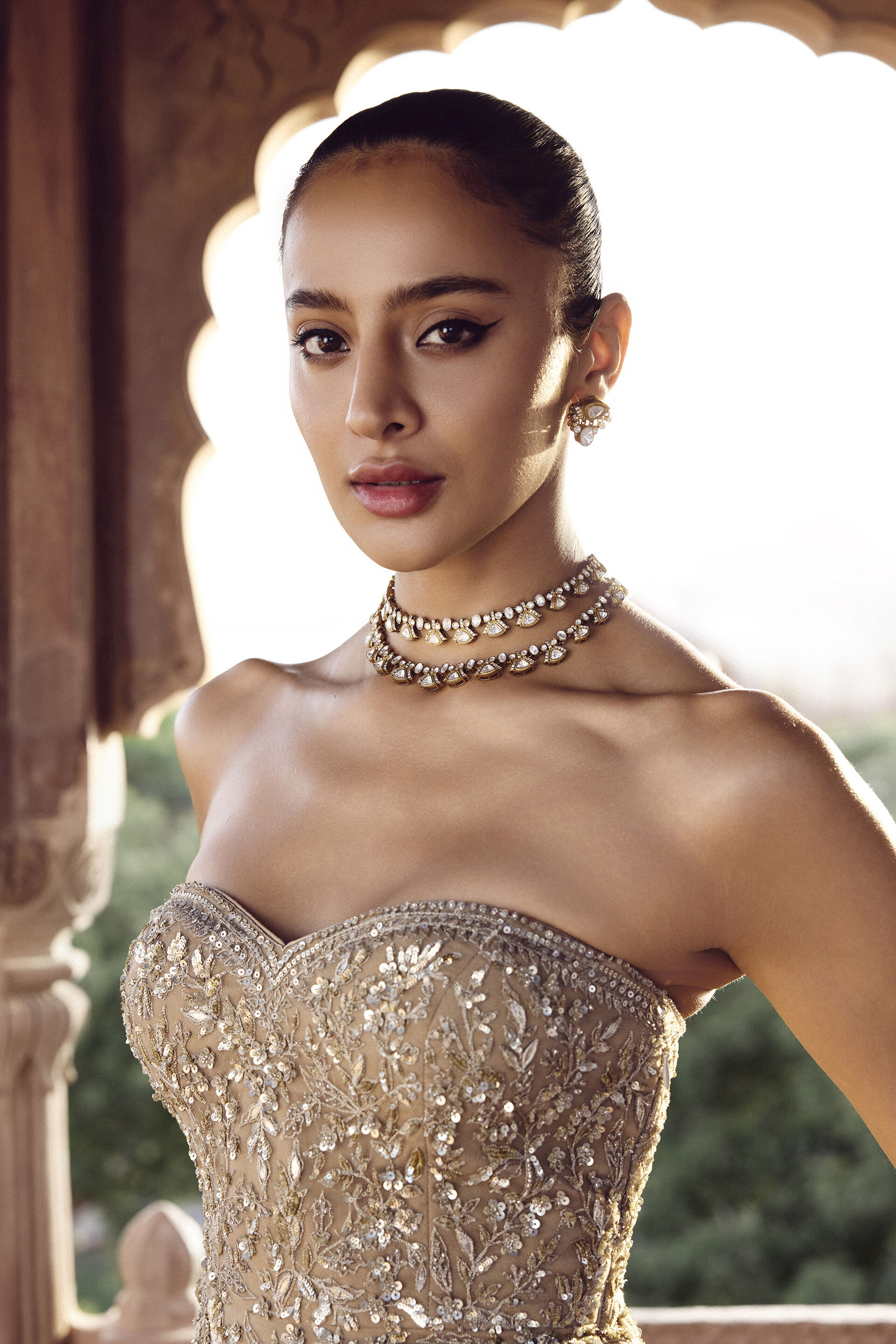 Ishra Gota PattI Skirt Set - Beige, Beige, image 7