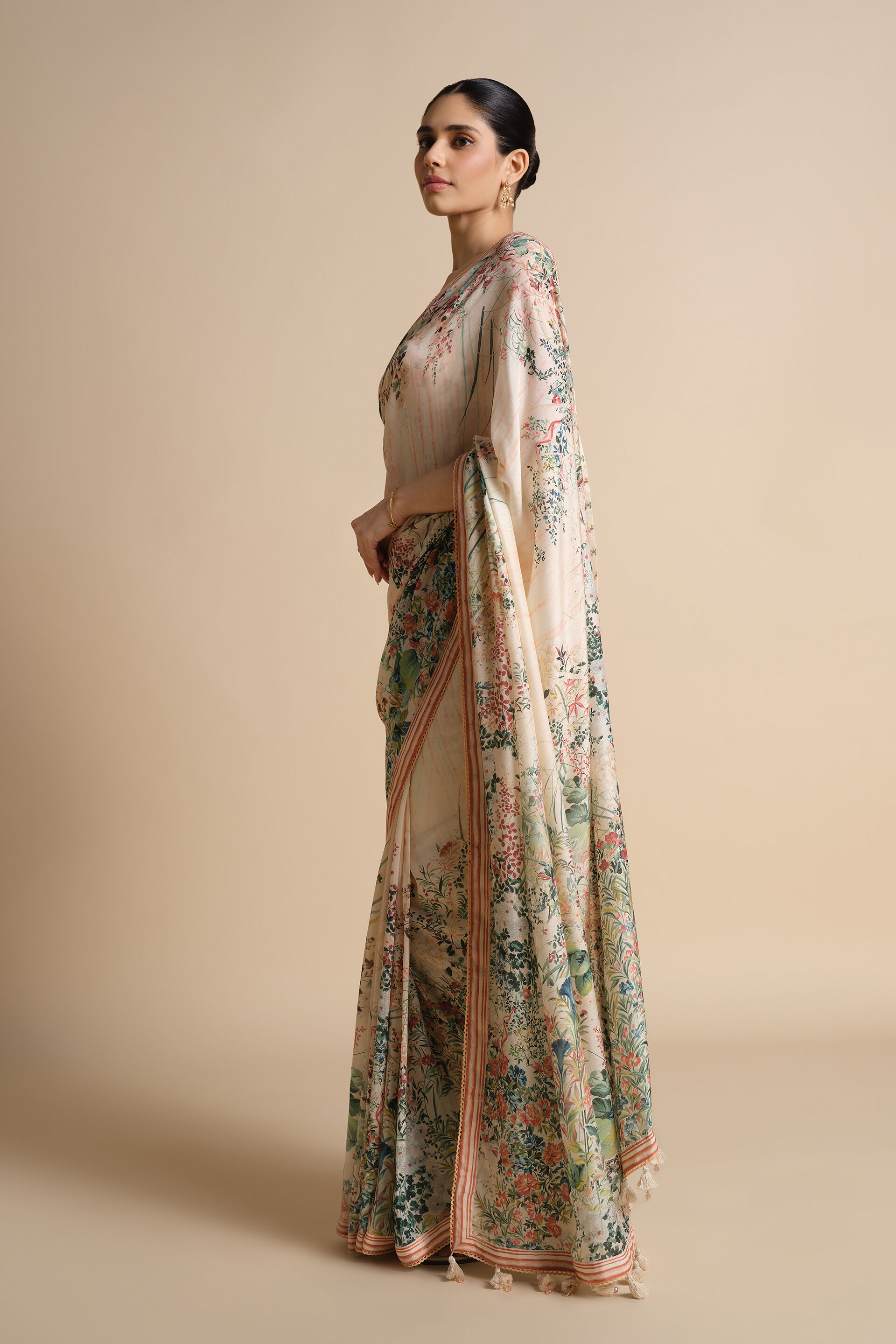 Komakal Printed Silk Saree - Ivory, Ivory, image 3