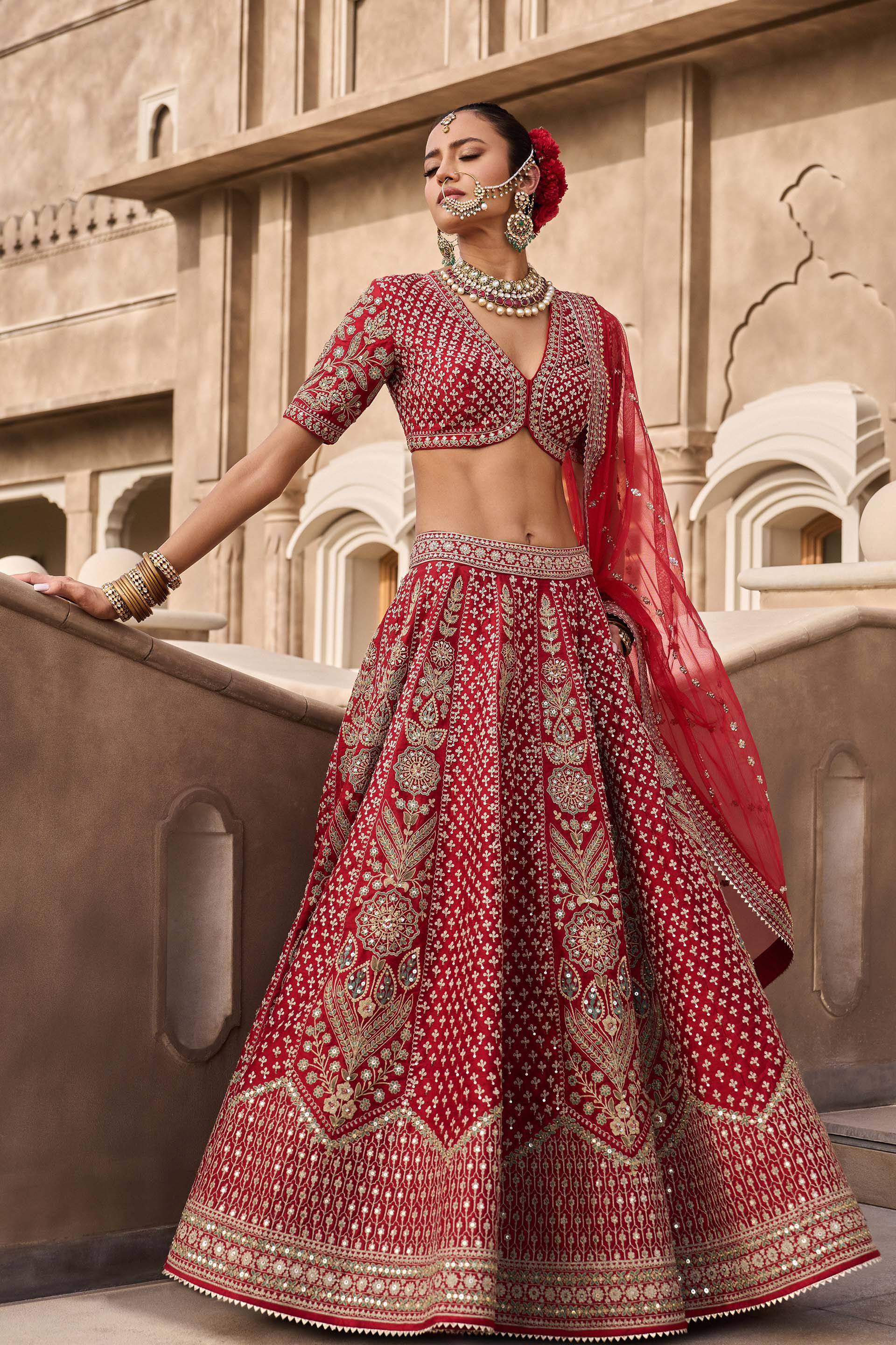 Buy Gahina Lehenga Red Online from Anita Dongre