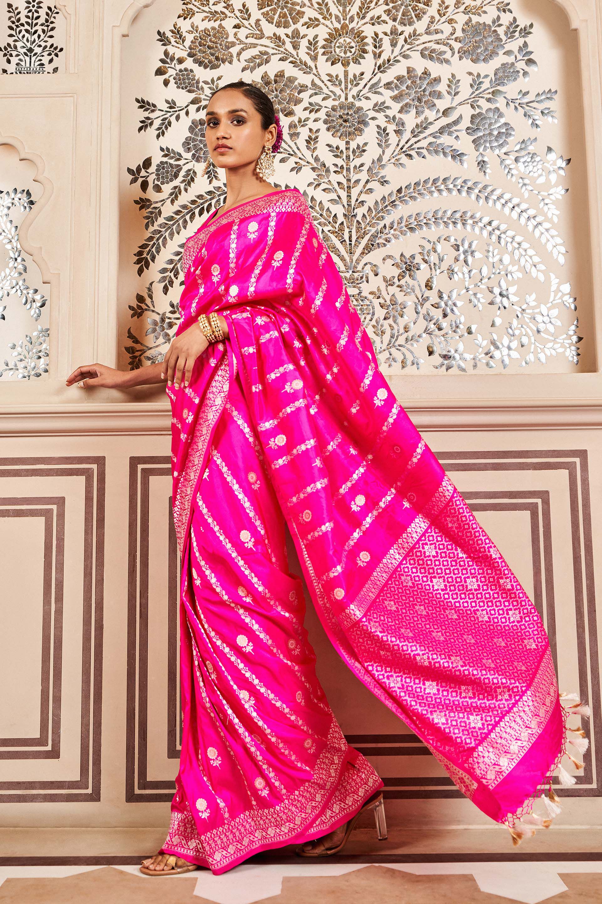 Sravya Benarasi Saree - Pink, Pink, image 2