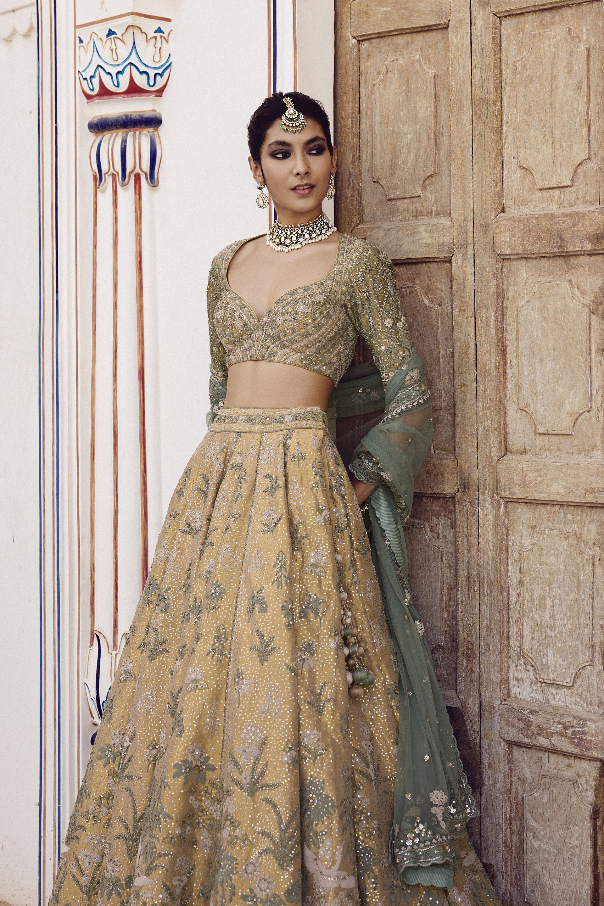 Ikshita Embroidered Silk Lehenga Set - Gold, Gold, image 3