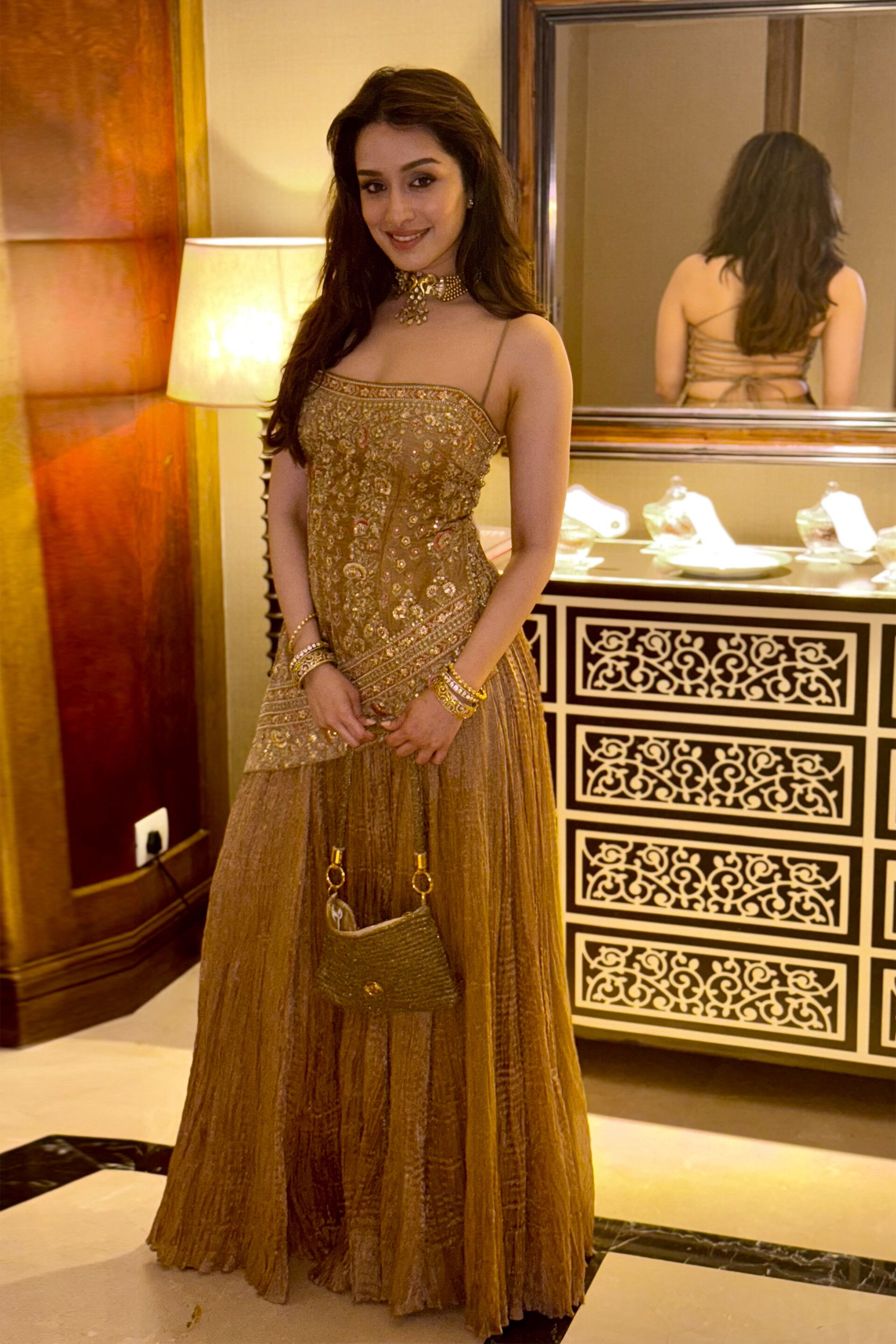 Naushaba Embroidered Sharara Set - Gold