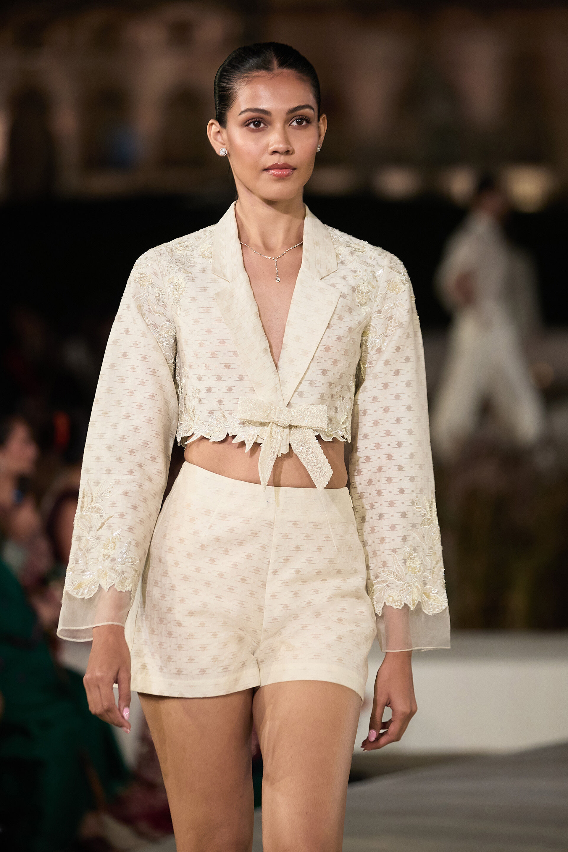 Lunaris Woven Benarasi Co-ord - Ivory