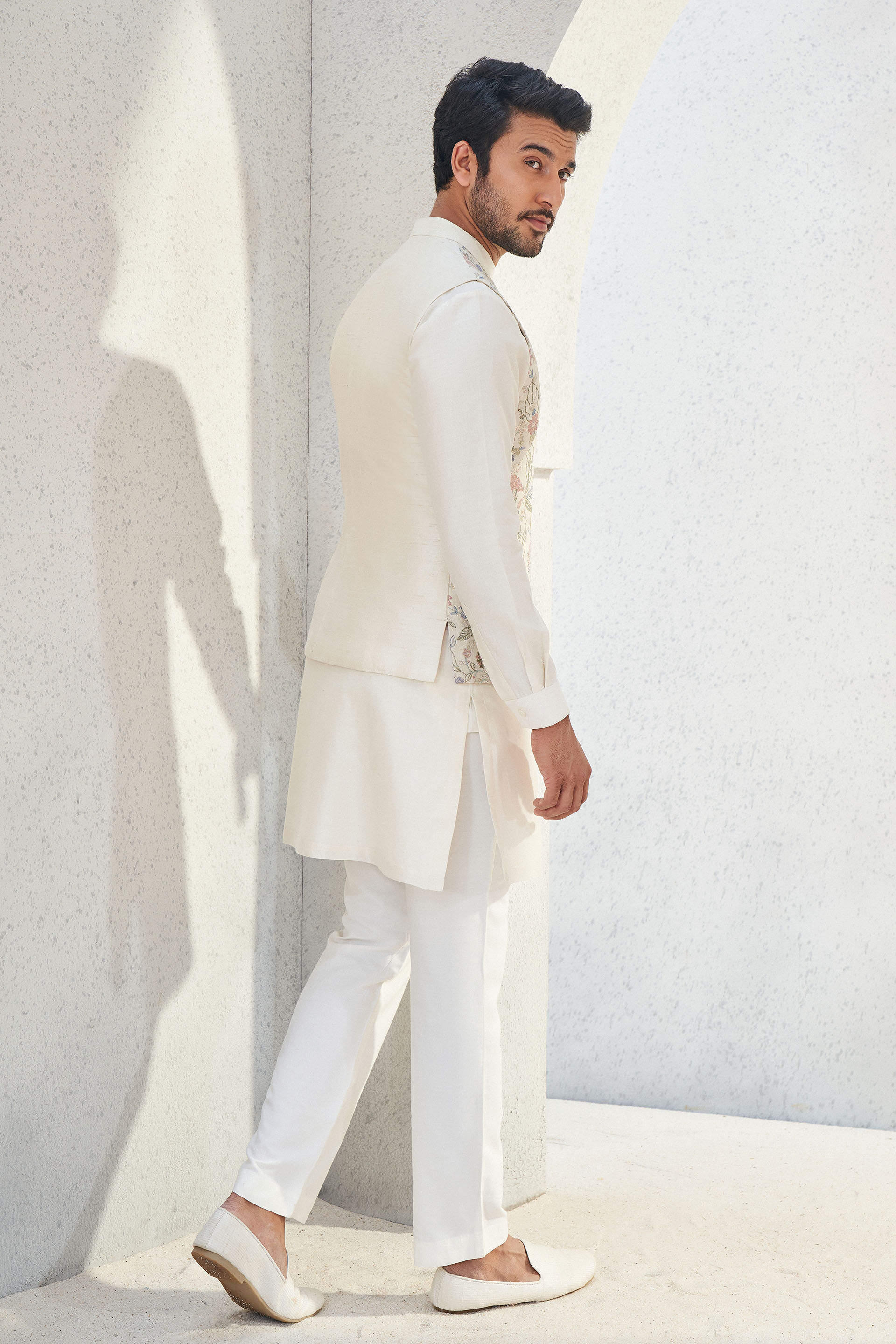 Nivan Nehru Jacket - Ivory, Ivory, image 3