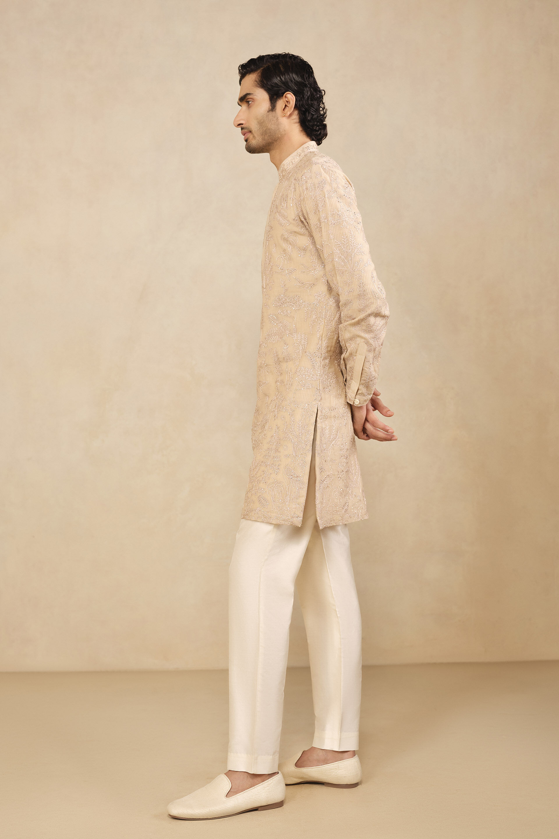 Adyant Embroidered Kurta - Salmon, Salmon, image 3