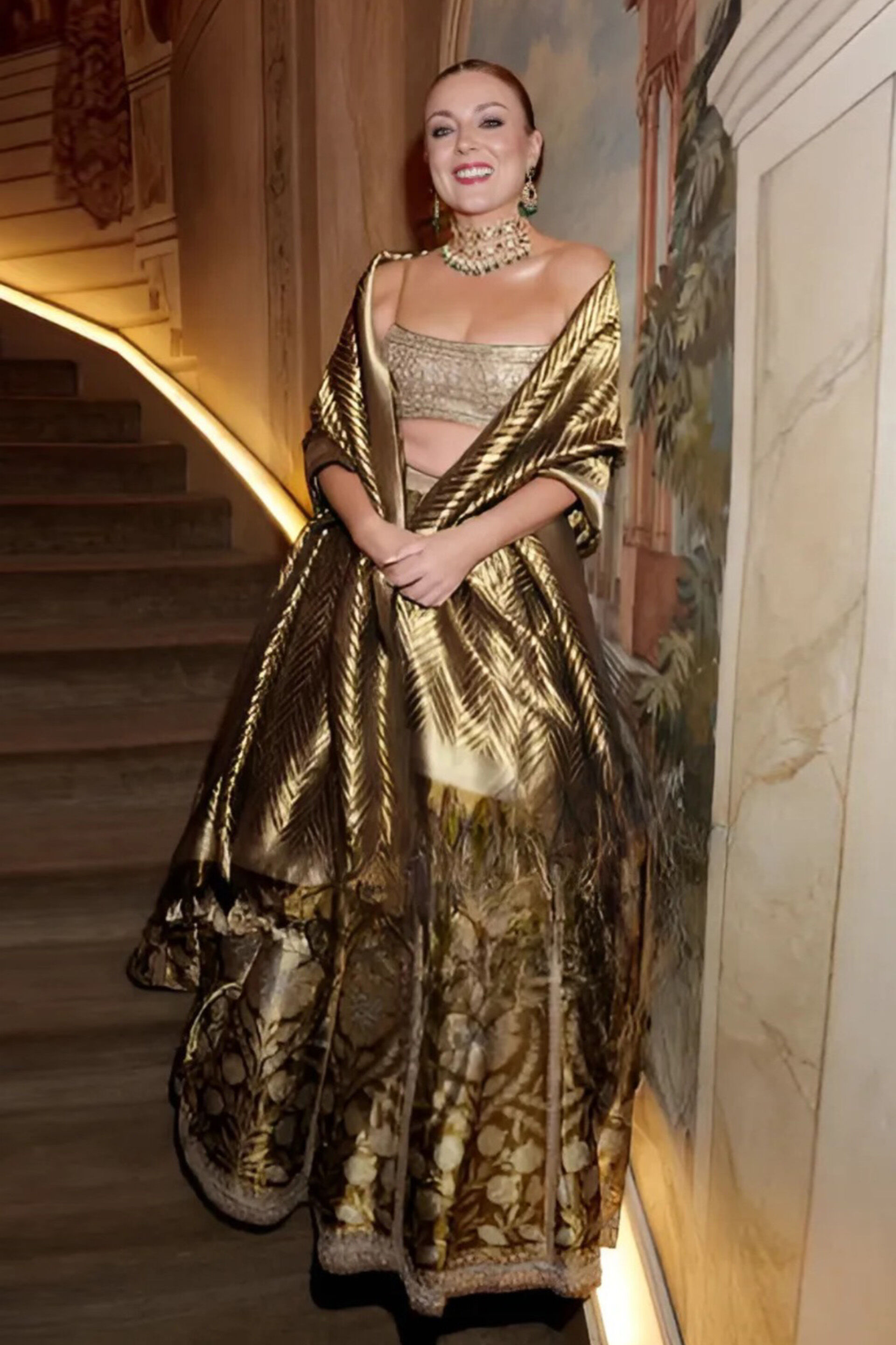 Adveka Handwoven Benarasi Silk Lehenga Set - Olive, Olive, image 2