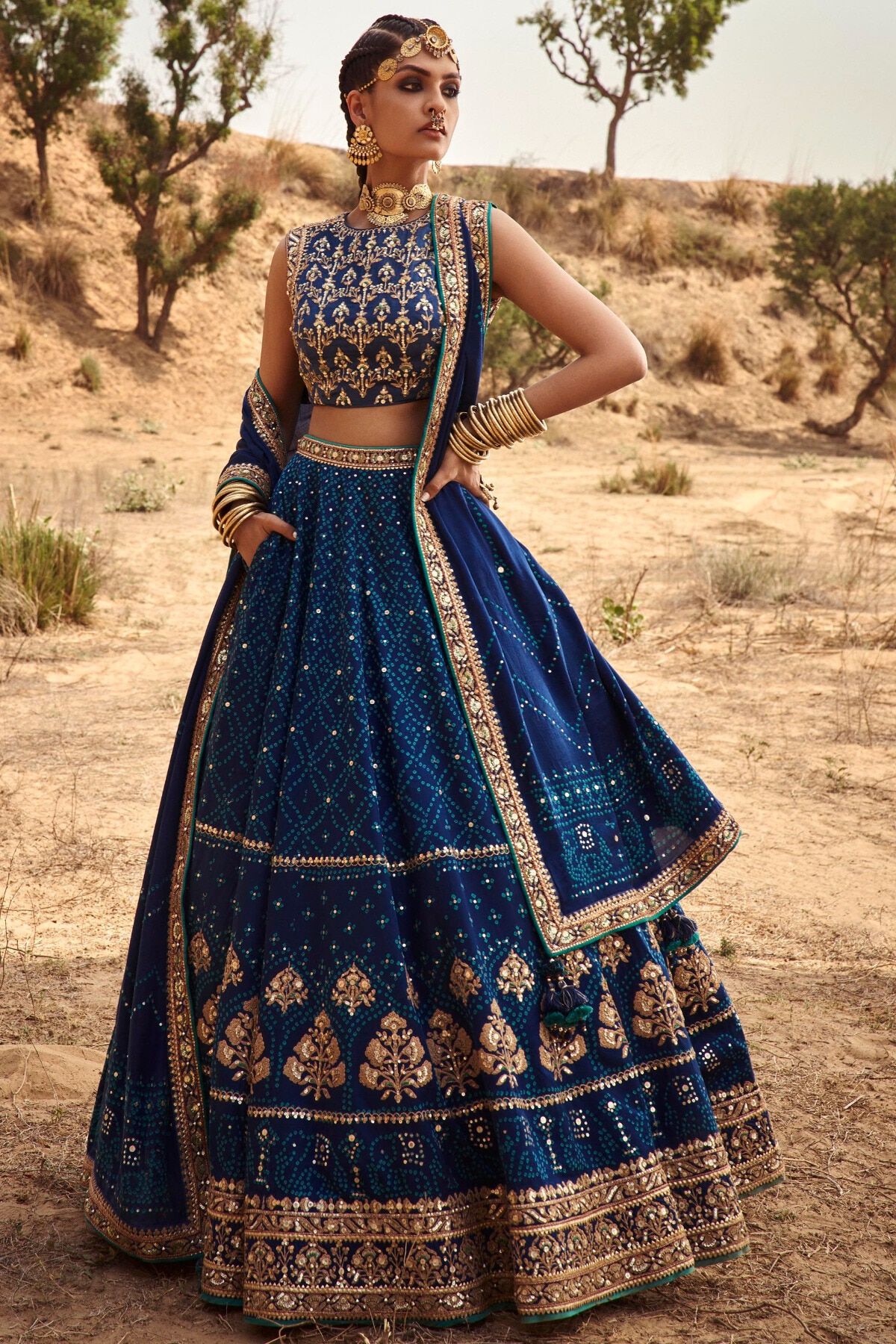Gorgeous Pink Zari Embroidered Designer Silk Bandhani Style Lehenga Choli  with Dupatta - Tulsi Art - 3907865