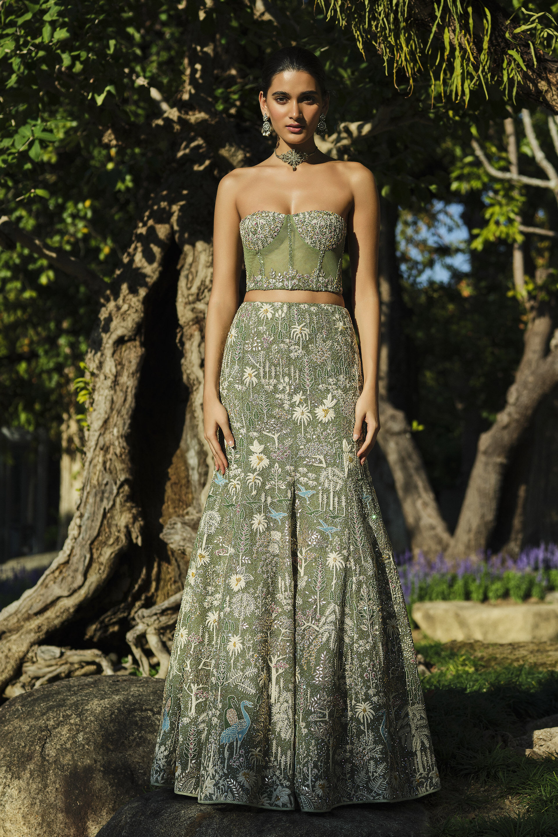 Buy Designer Elodea Skirt Set - Sage Online from Anita Dongre
