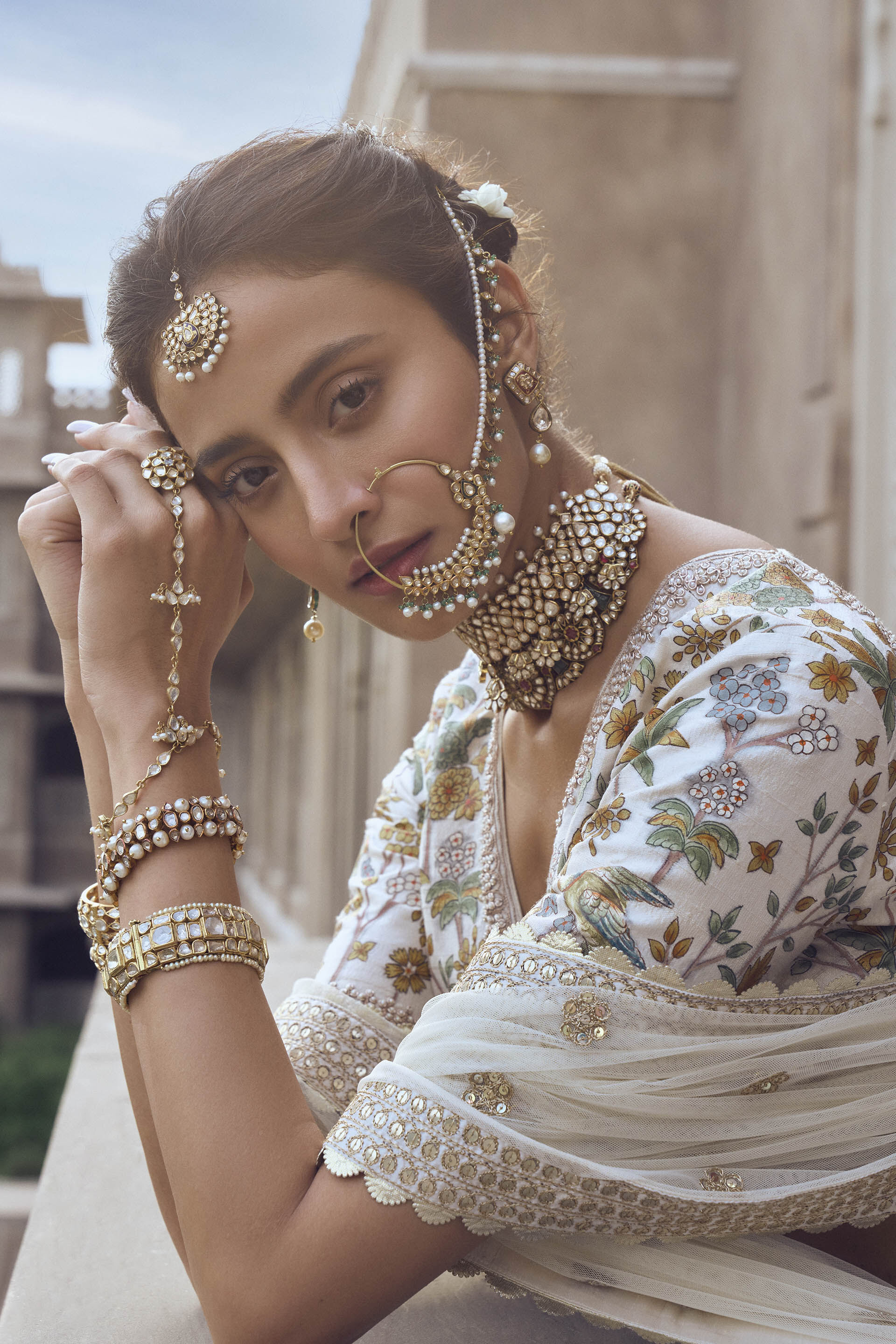 Unmai Lehenga - Cream, Cream, image 3