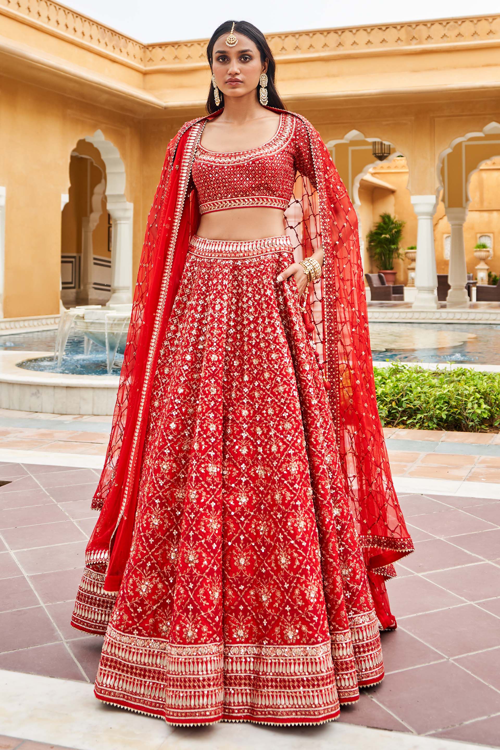Anita dongre red lehenga shop