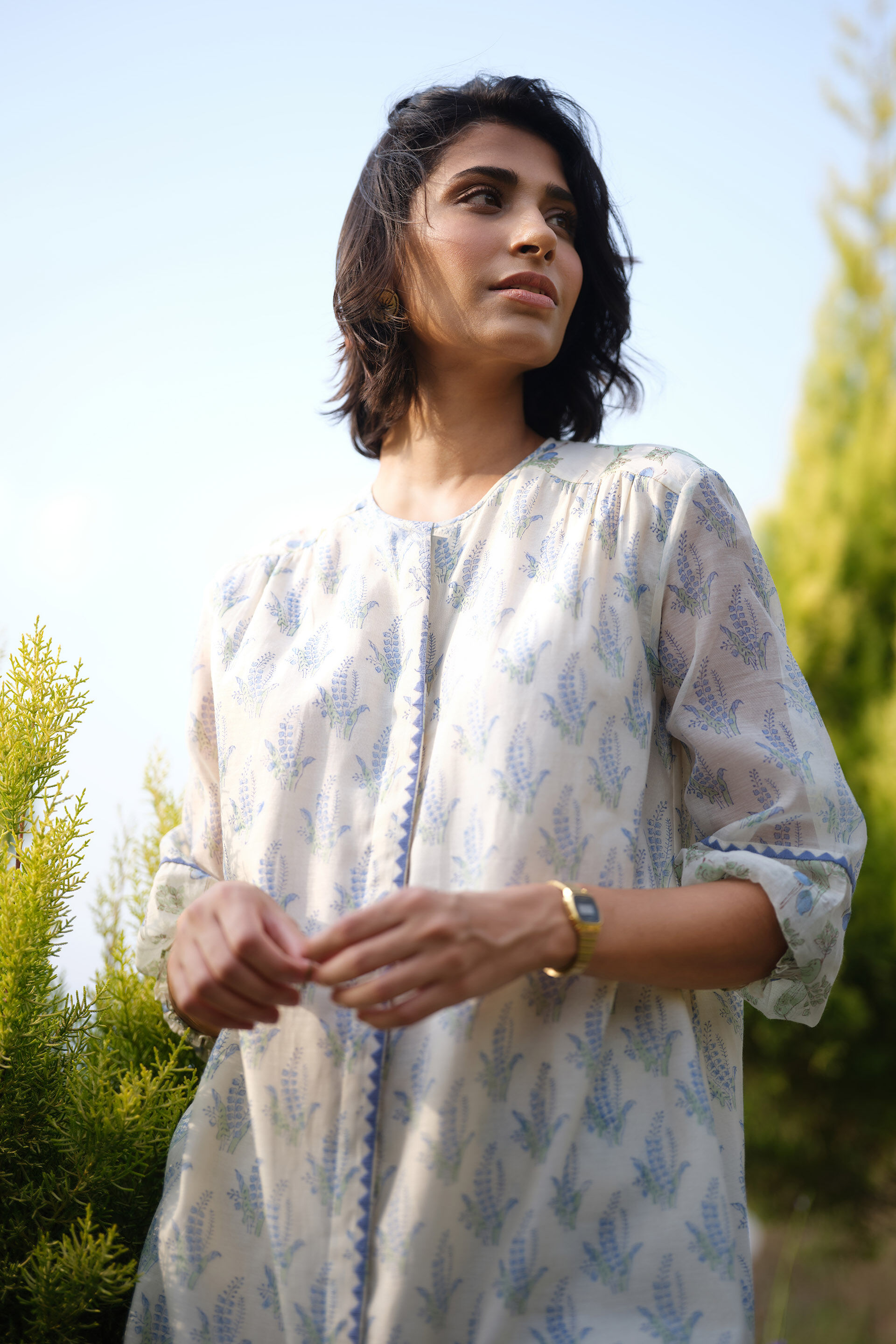 Ansley Hand-block Printed Mul Co-ord - White, White, image 4