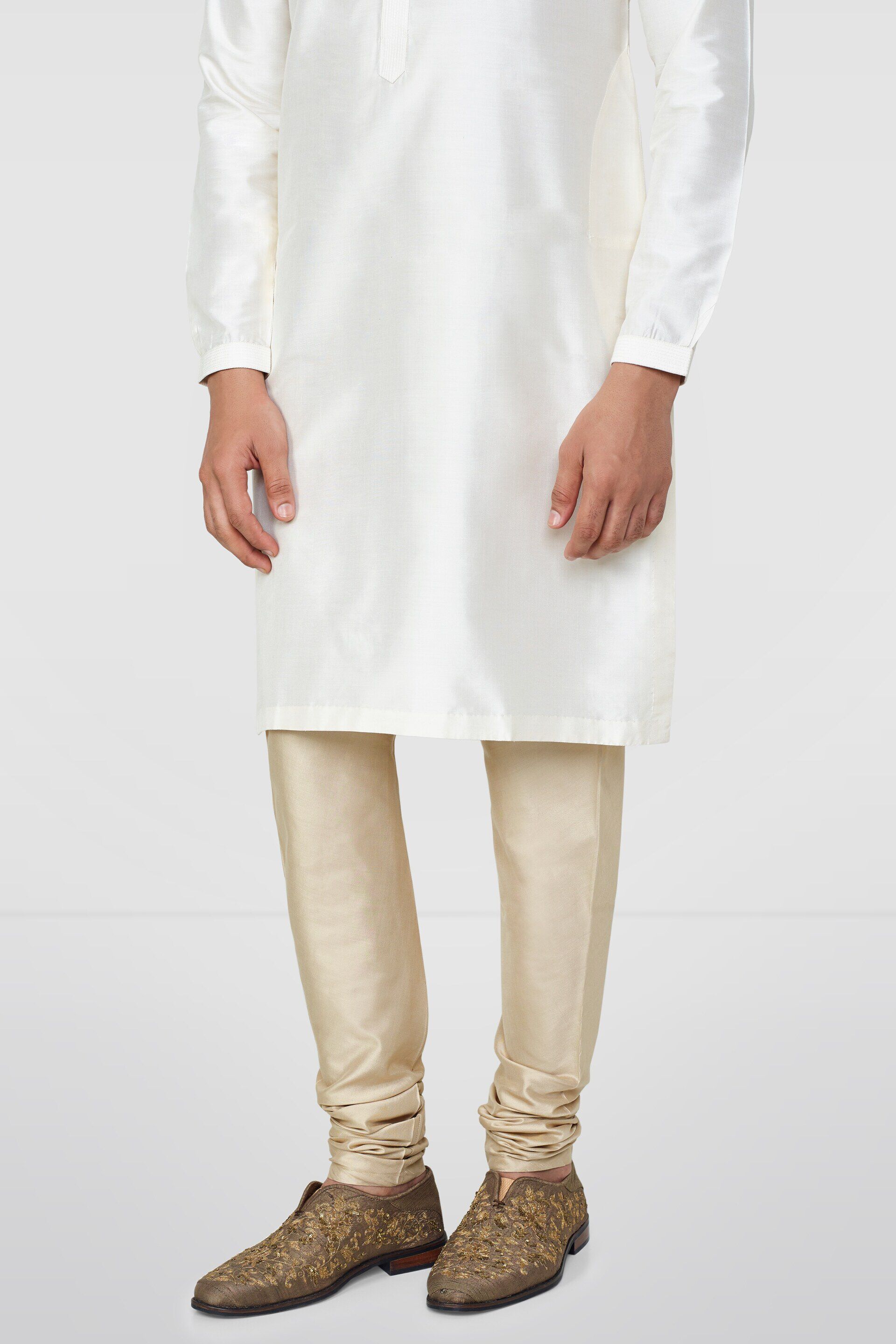 Gold Silk Churidar, Gold, image 2