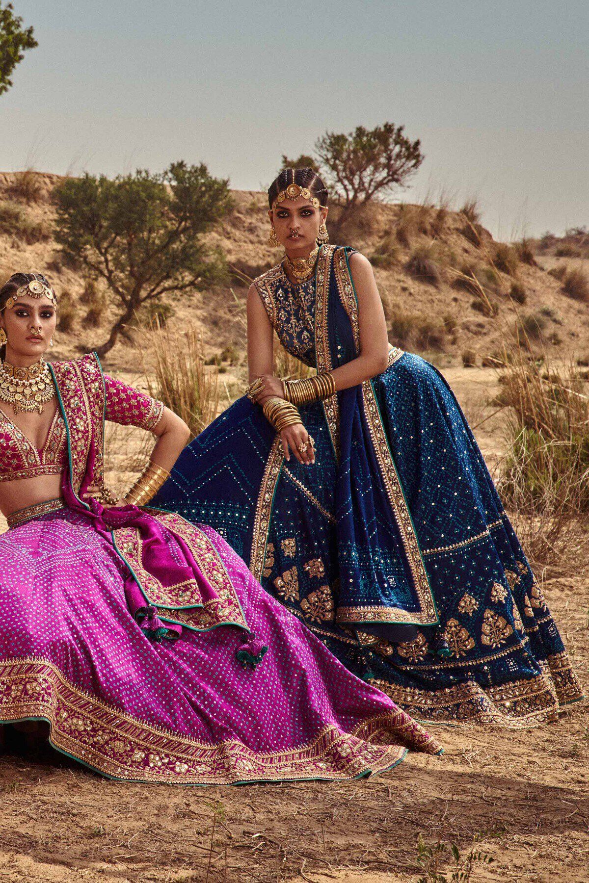 2 - Lokesha Bandhani Lehenga Set&ndash; Navy, image 2