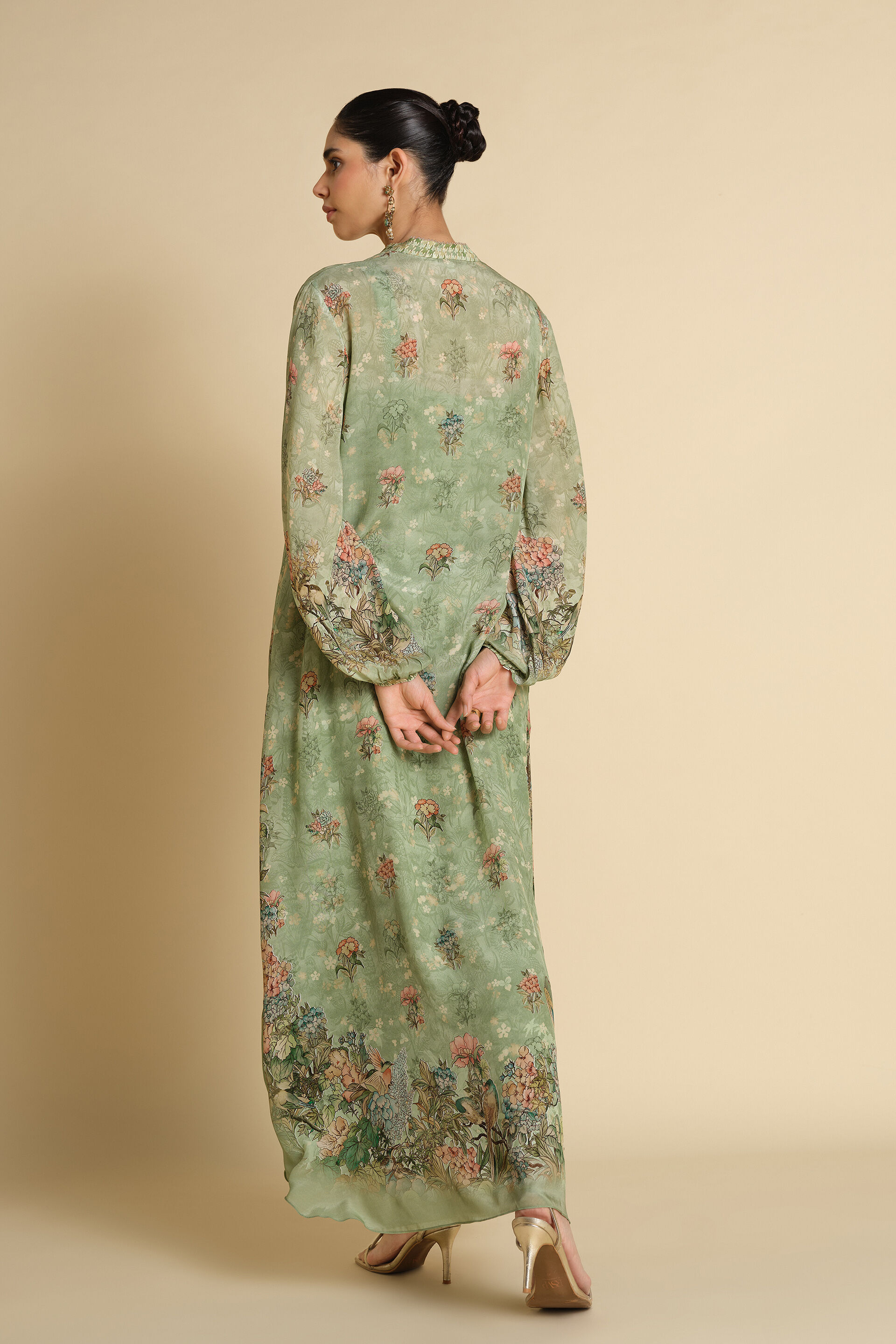Fareeha Printed Kaftan - Sage, Sage, image 2