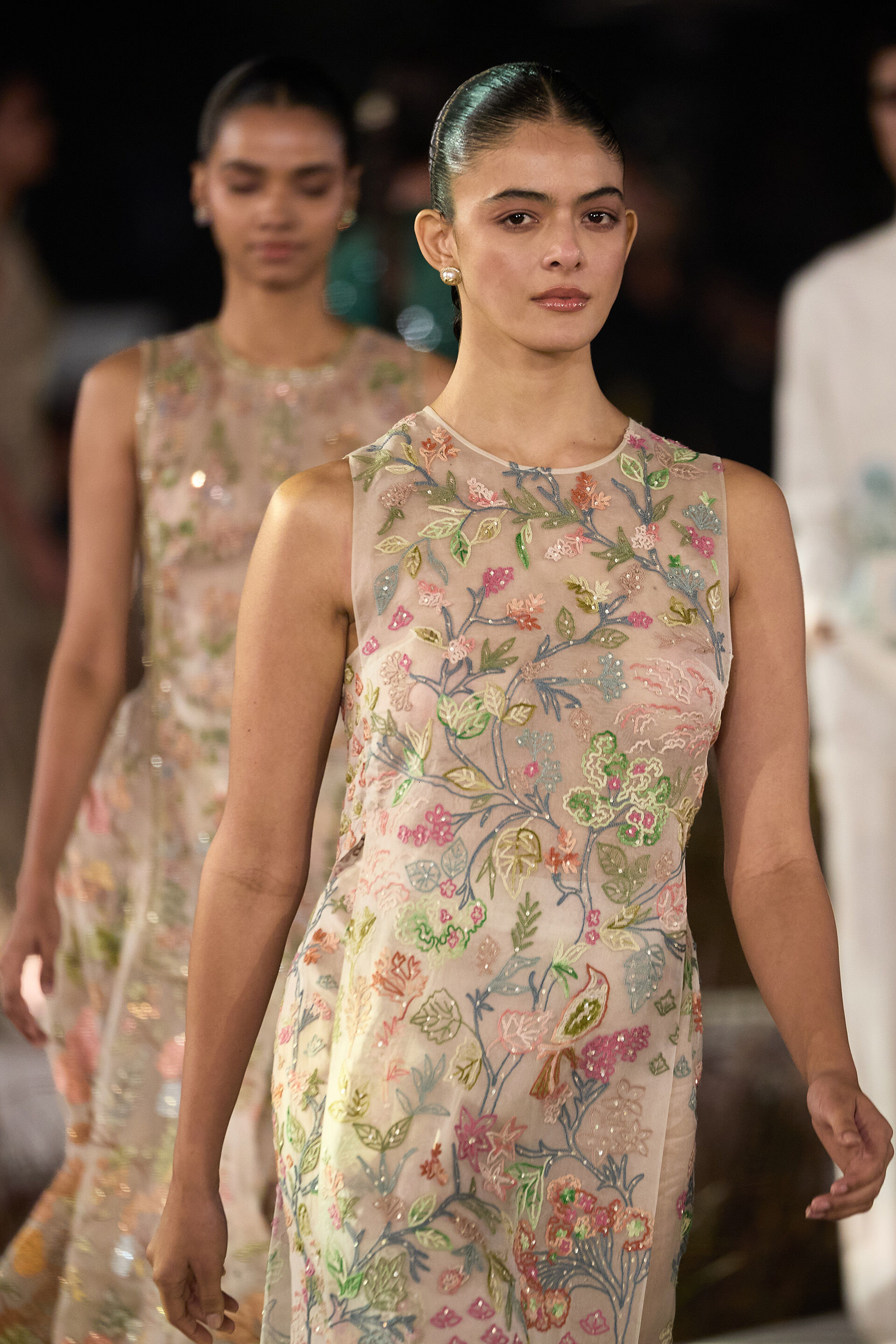 Forestglow Hand-embroidered SEWA Silk Tabard Set - Ivory, Ivory, image 3