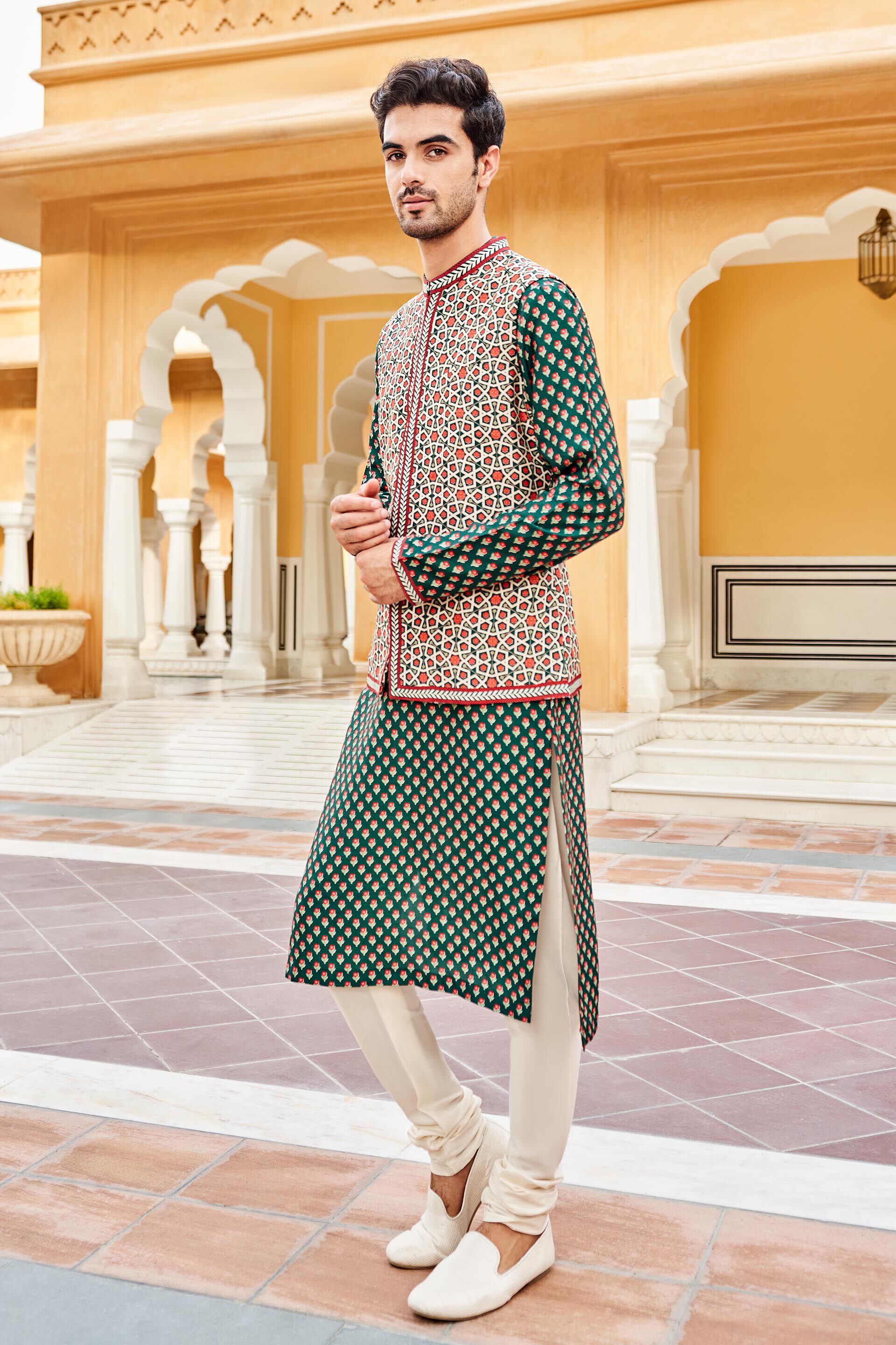 Arham Nehru Jacket - Emerald Green