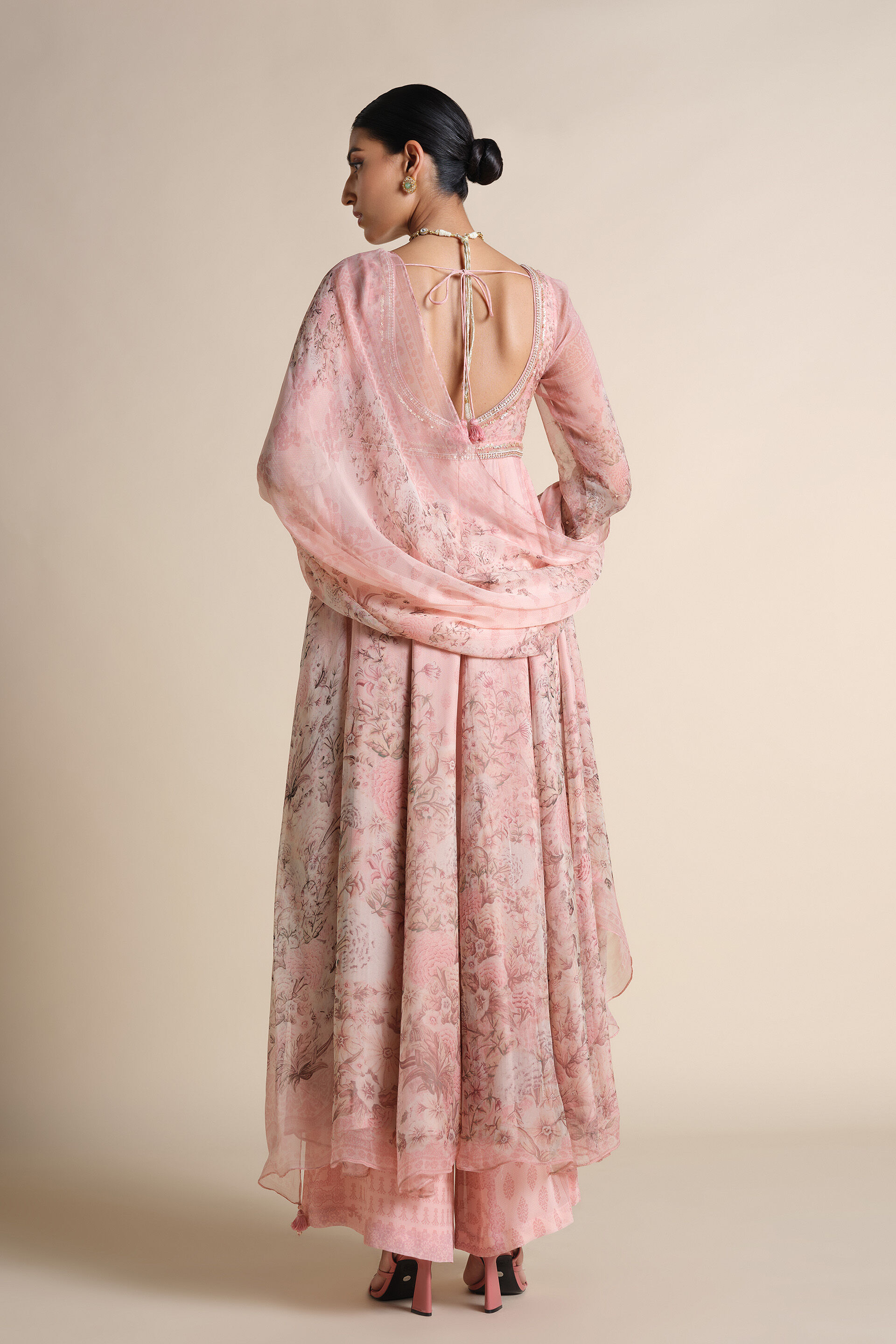 Aria Silk Anarkali Silk Set - Blush