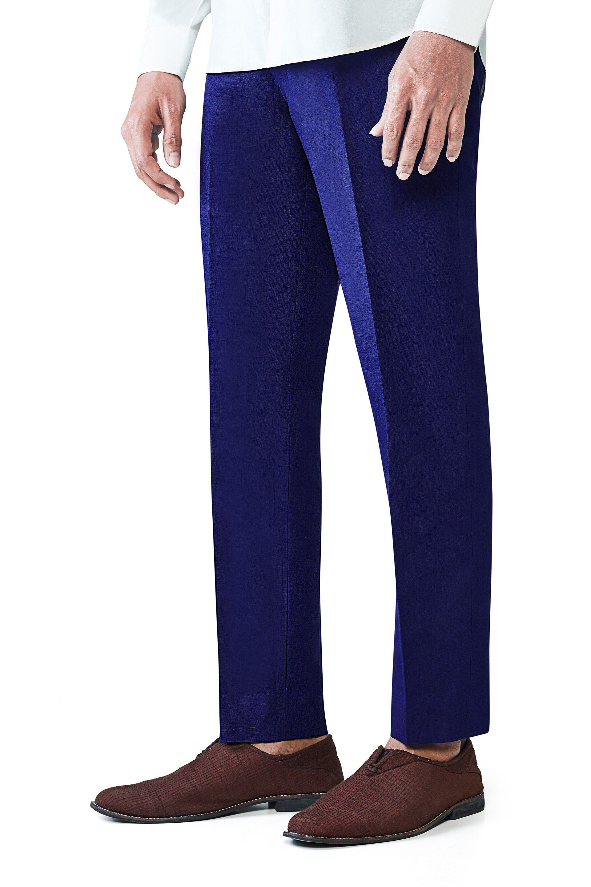 Buy Men navy Blue Linen Trousers for Wedding from Anita Dongre