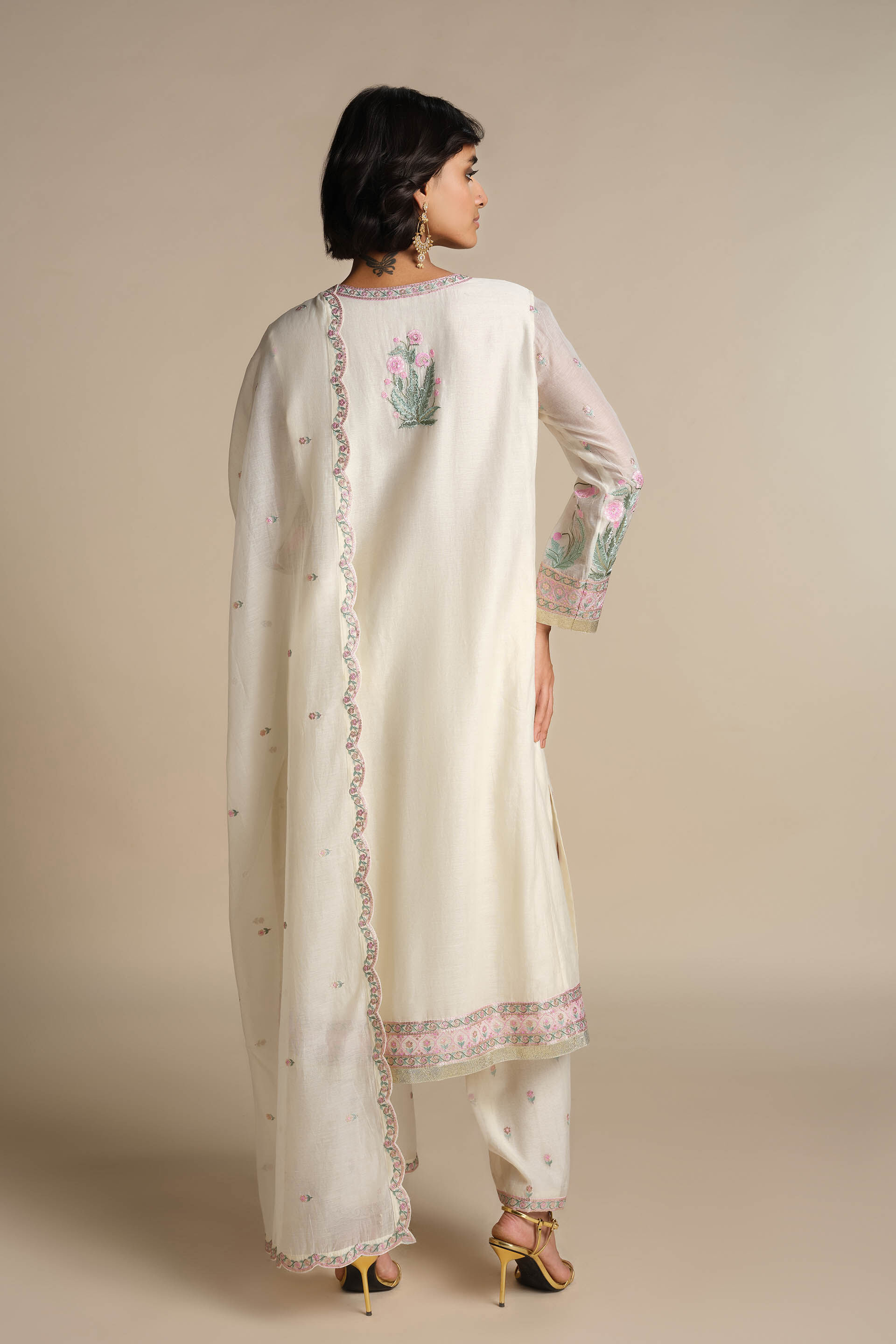 Libna Embroidered Mul Suit Set - White, Multi, image 3