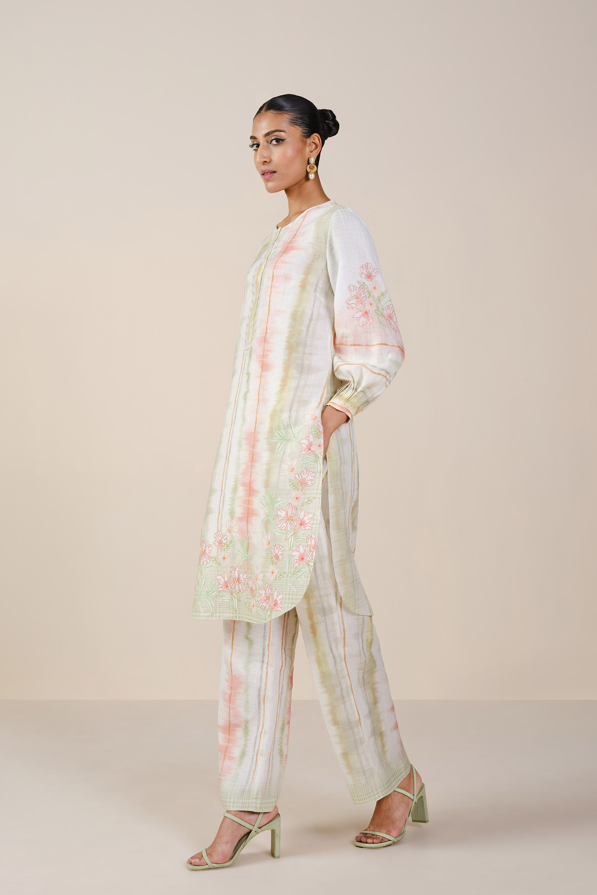 Savan Printed Hemp Kurta Set - Natural, Natural, image 2