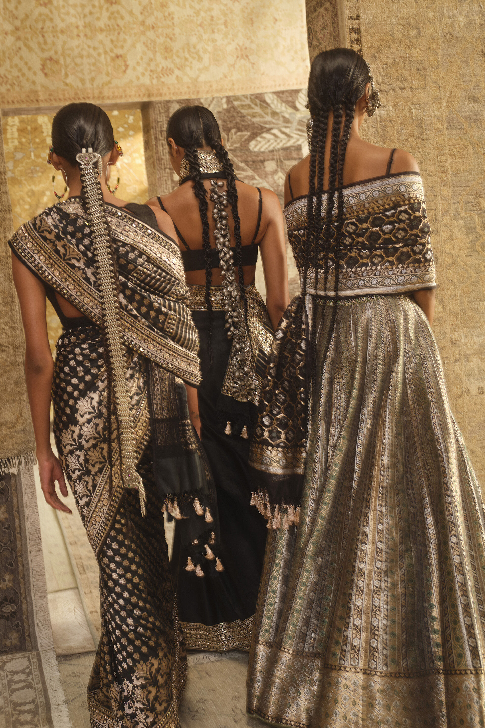 Alahna Handwoven Benarasi Silk Lehenga Set - Black, Black, image 5