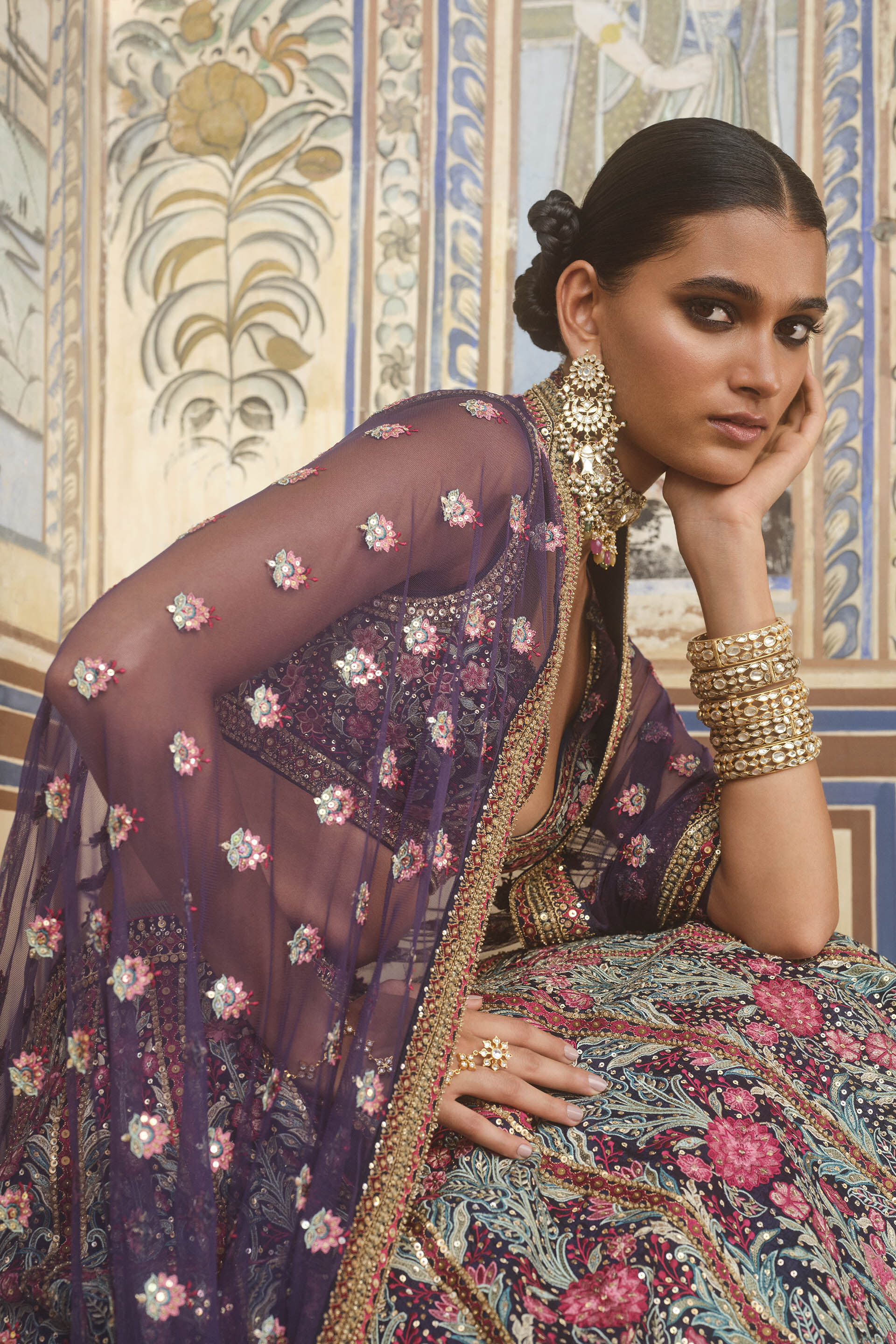 Toyam Embroidered Zardozi Silk Lehenga Set - Blue, Blue, image 4