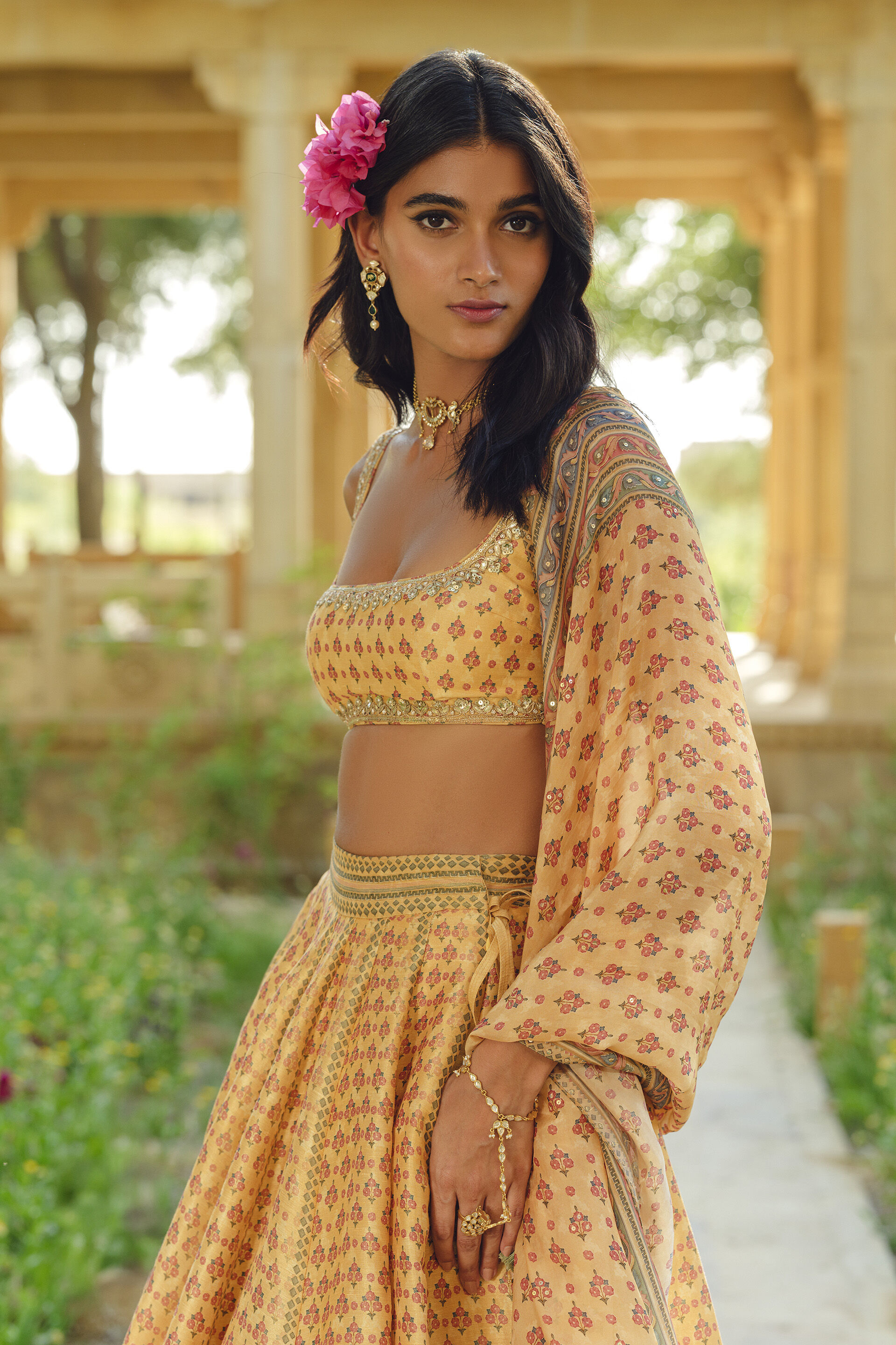 Damaris Lehenga Set - Mustard