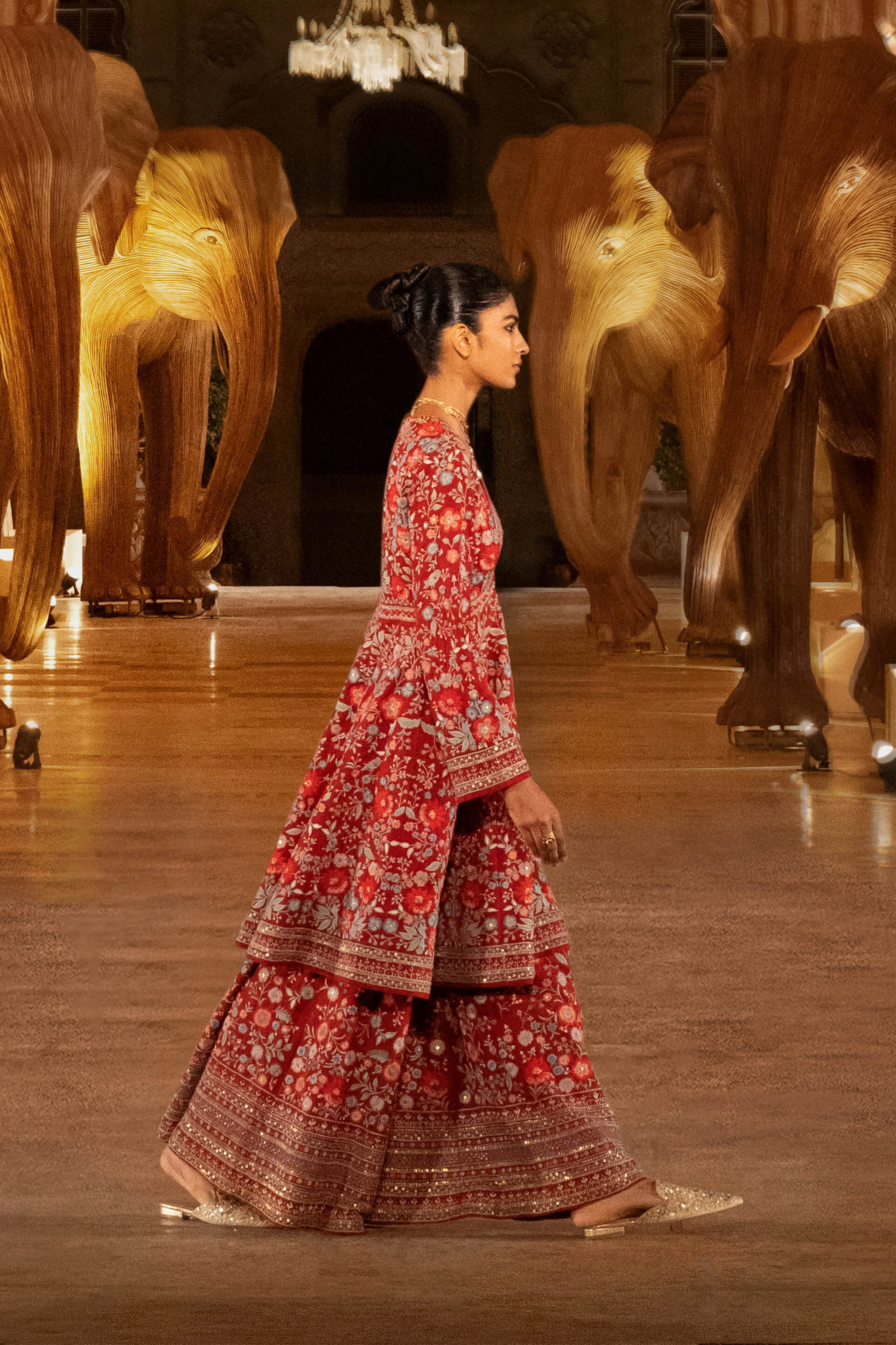 Floral Ballad Embroidered Zardozi Silk Kurta Set - Red, Red, image 9