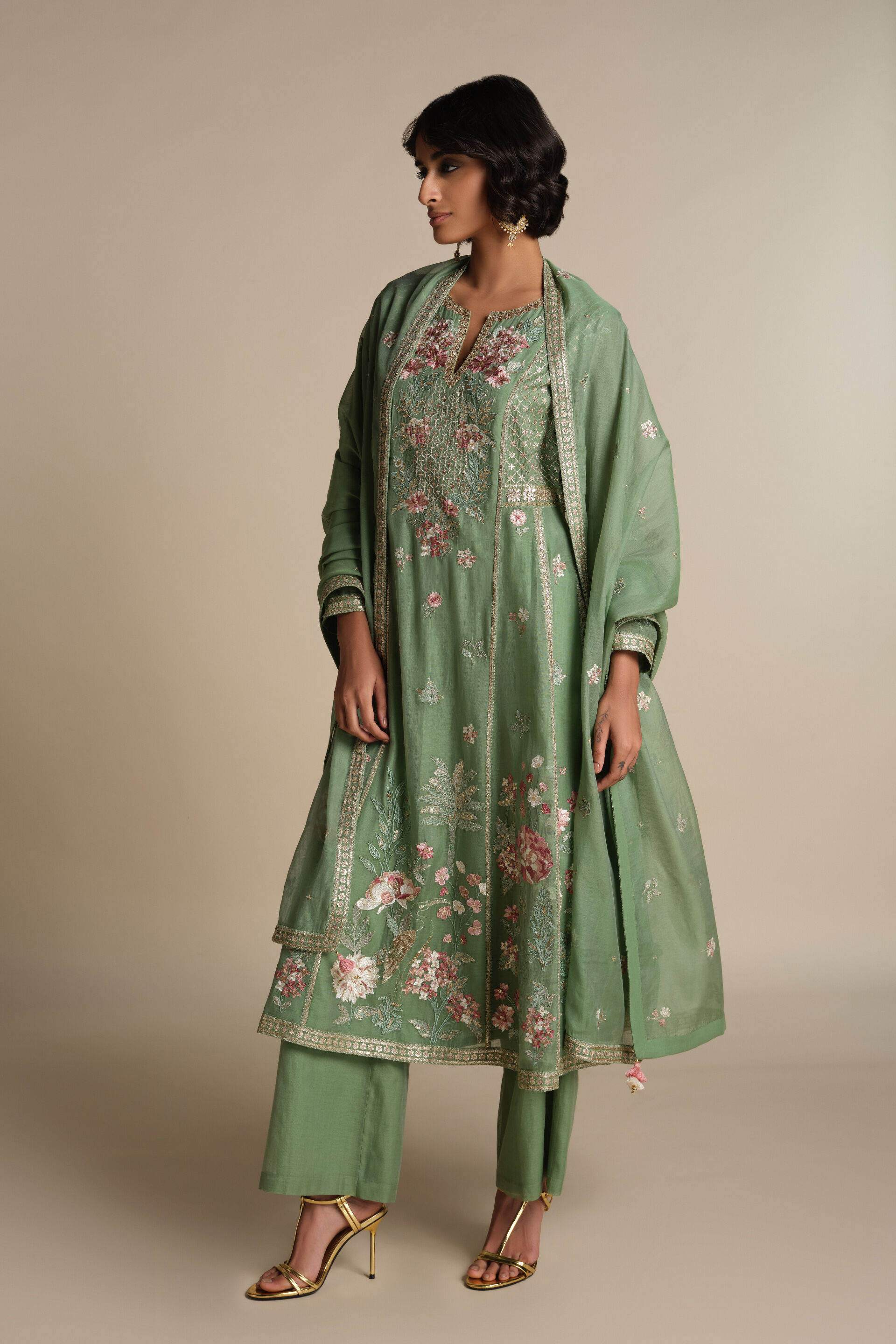 Avayah Embroidered Mul Suit Set - Sage, Sage, image 3