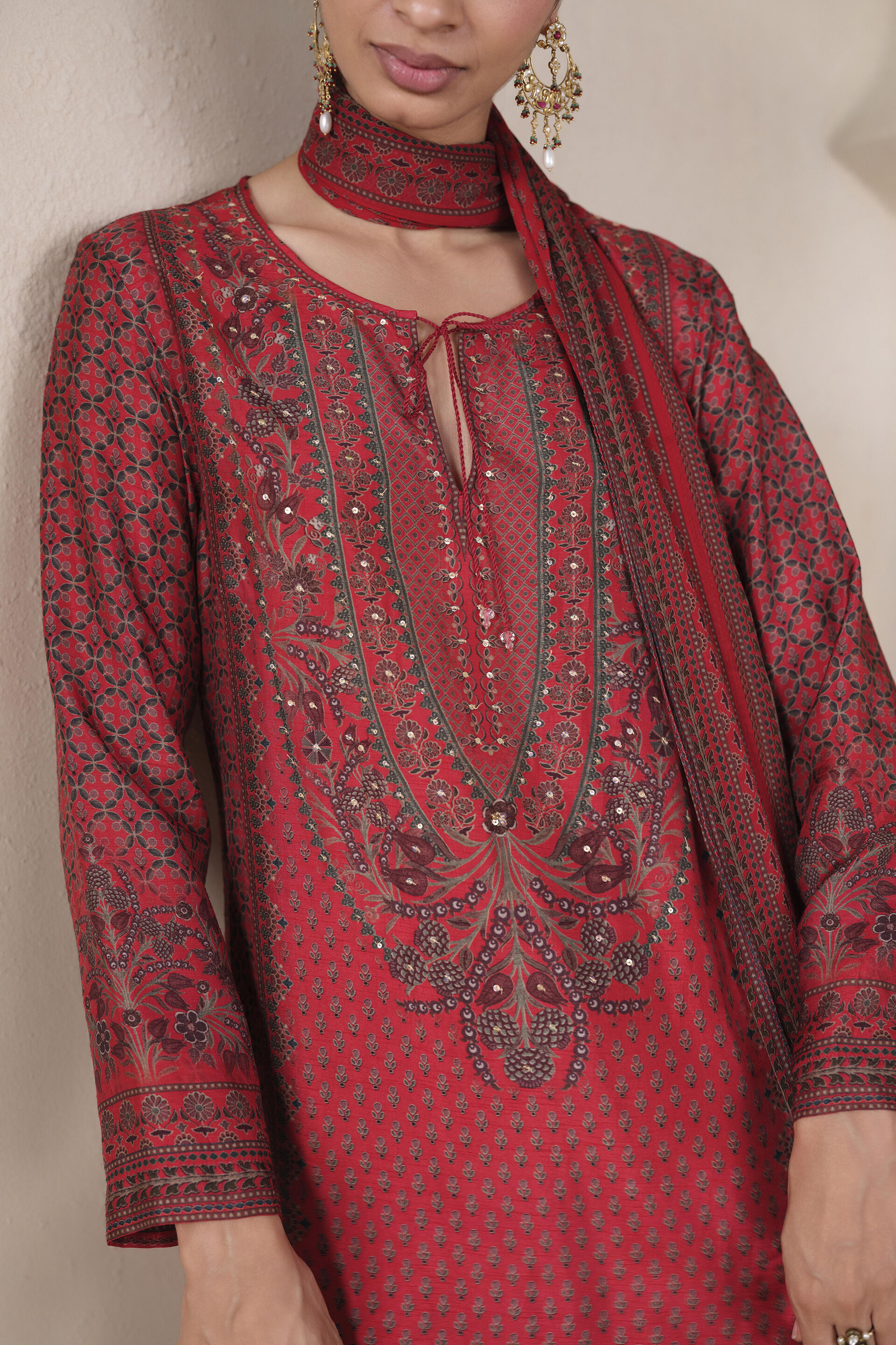 Trisha Printed Suit Set in Red, Red, image 4