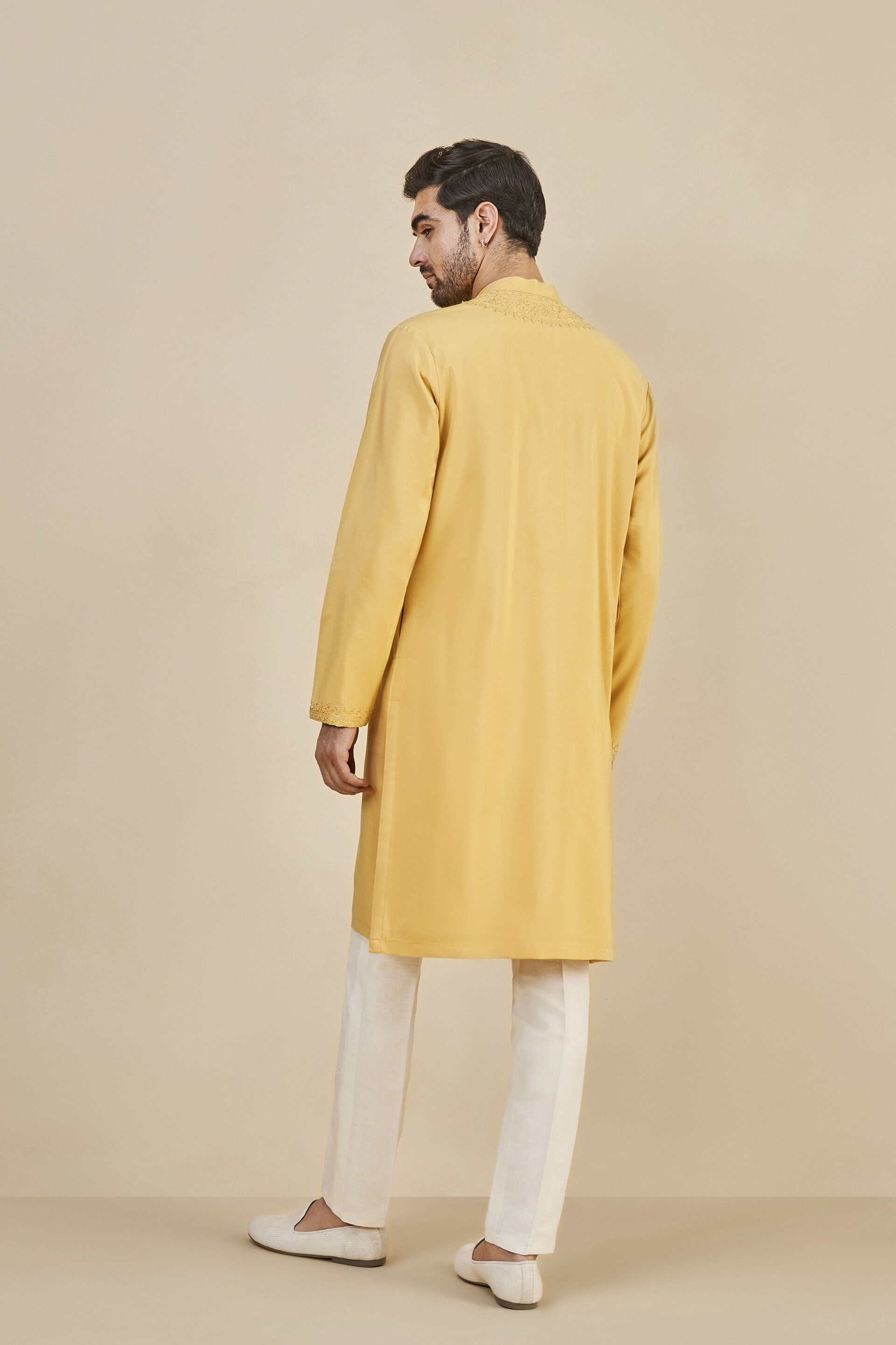 Sarth Chikankari Kurta - Mustard, Mustard, image 3