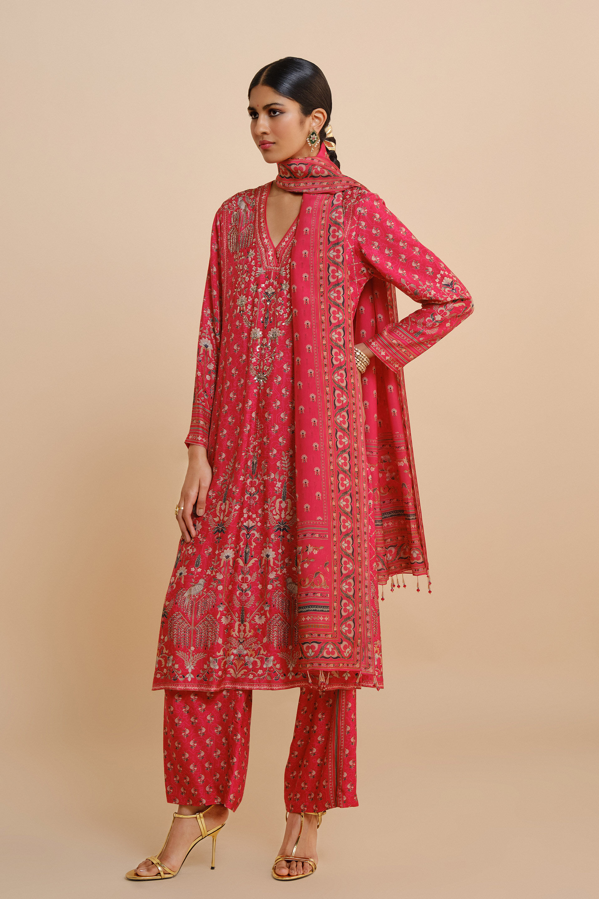 Nooraya Silk Suit Set - Red