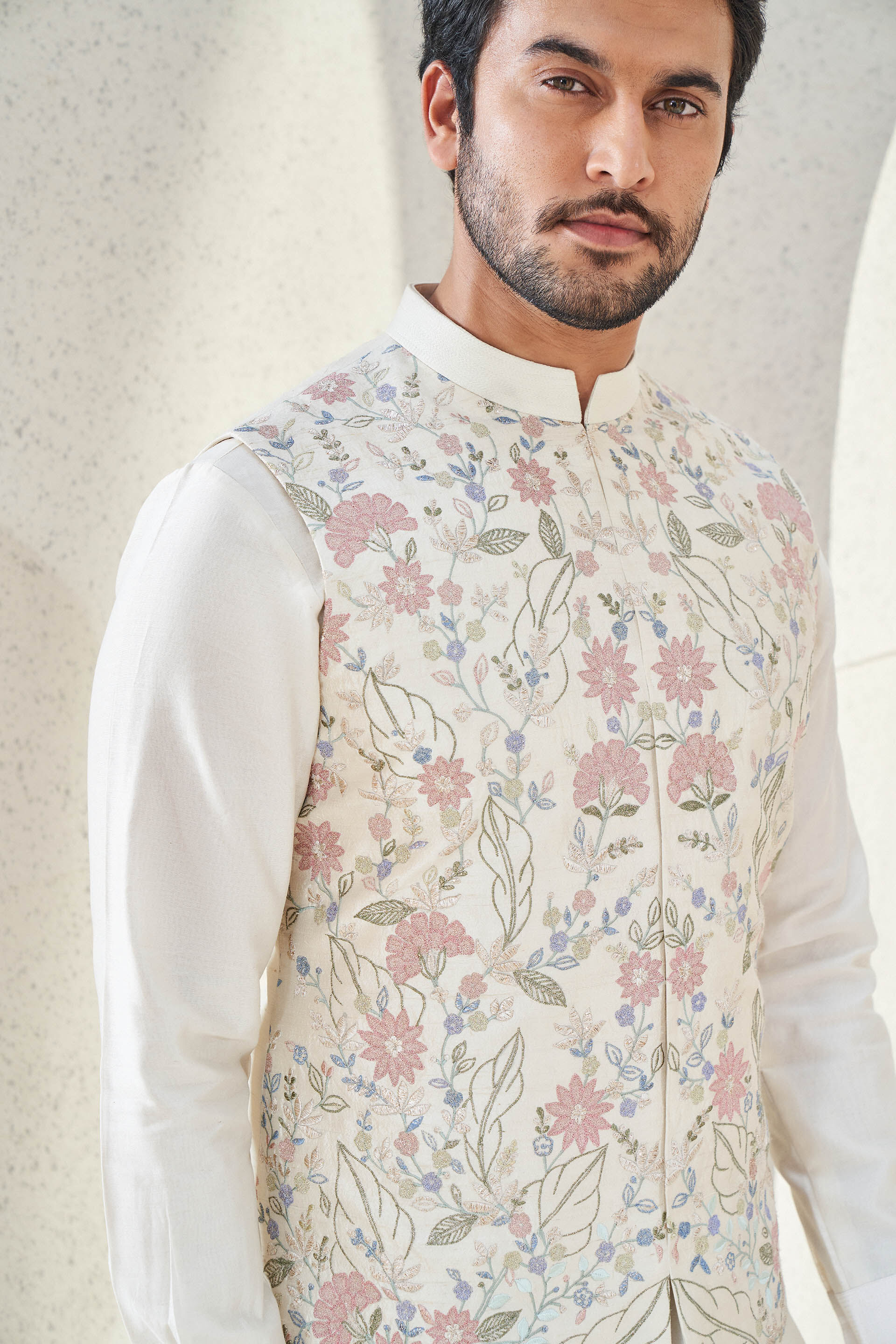 Nivan Nehru Jacket - Ivory, Ivory, image 4