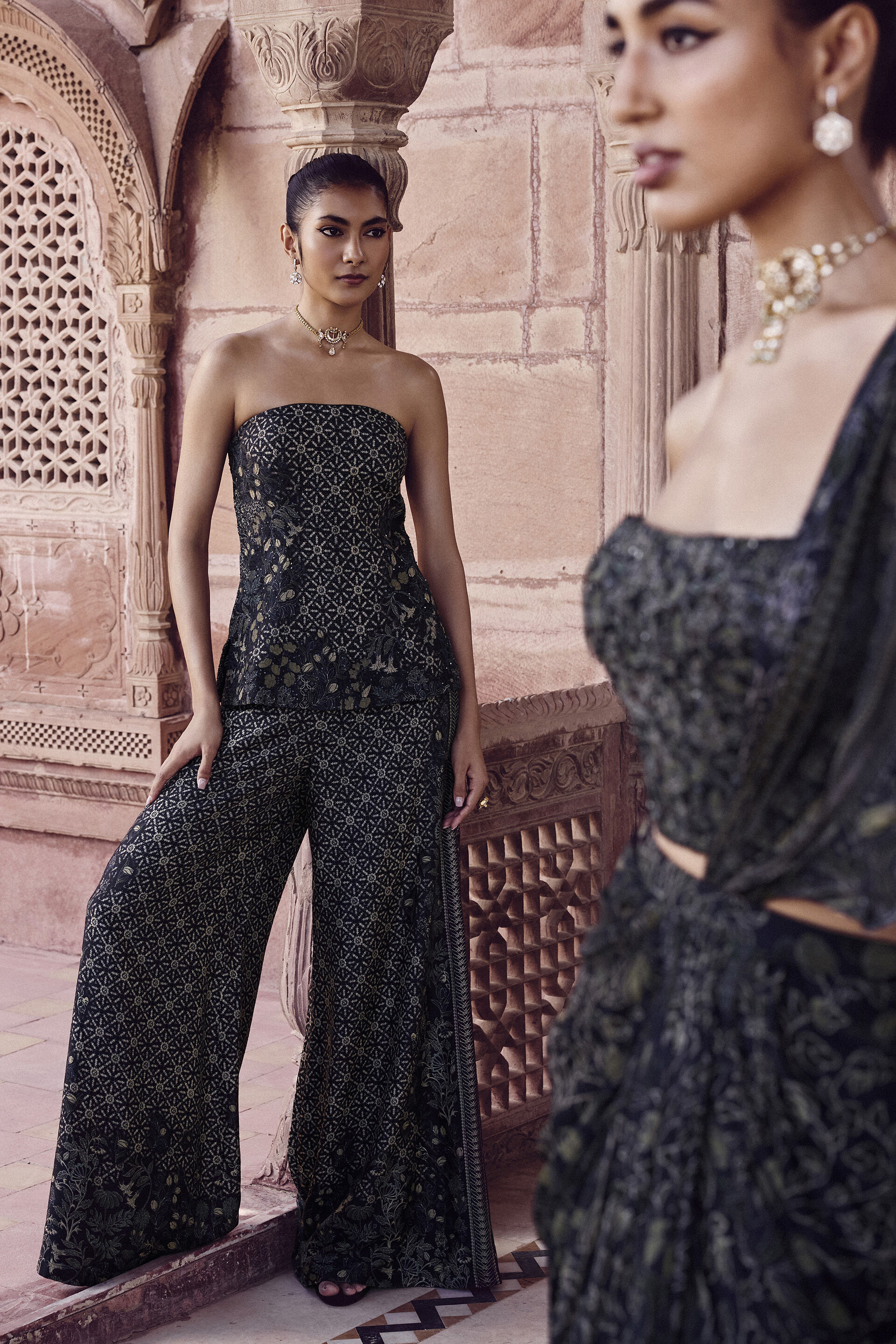 Aruvi Silk Pant Set - Black, Black, image 5