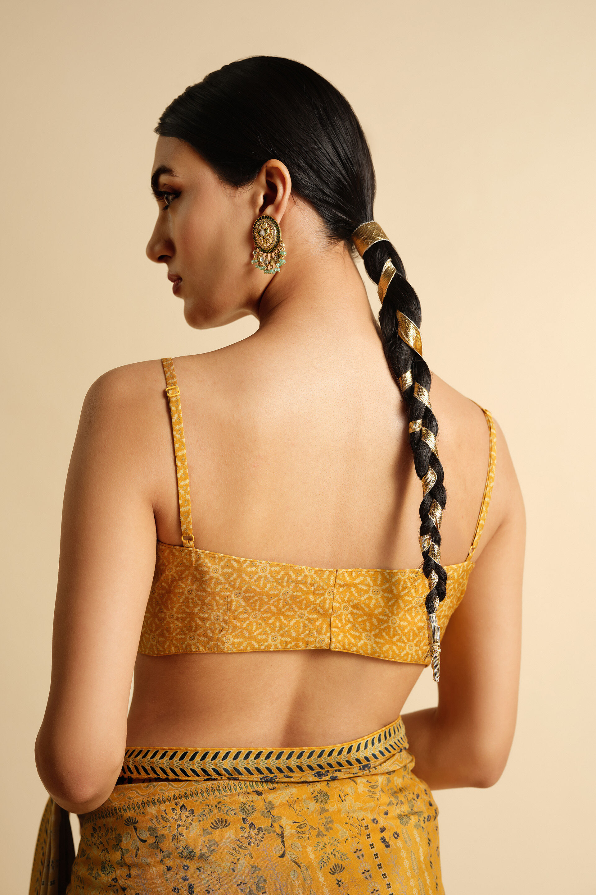 Amberlyn Sequin Saree - Yellow, Yellow, image 5