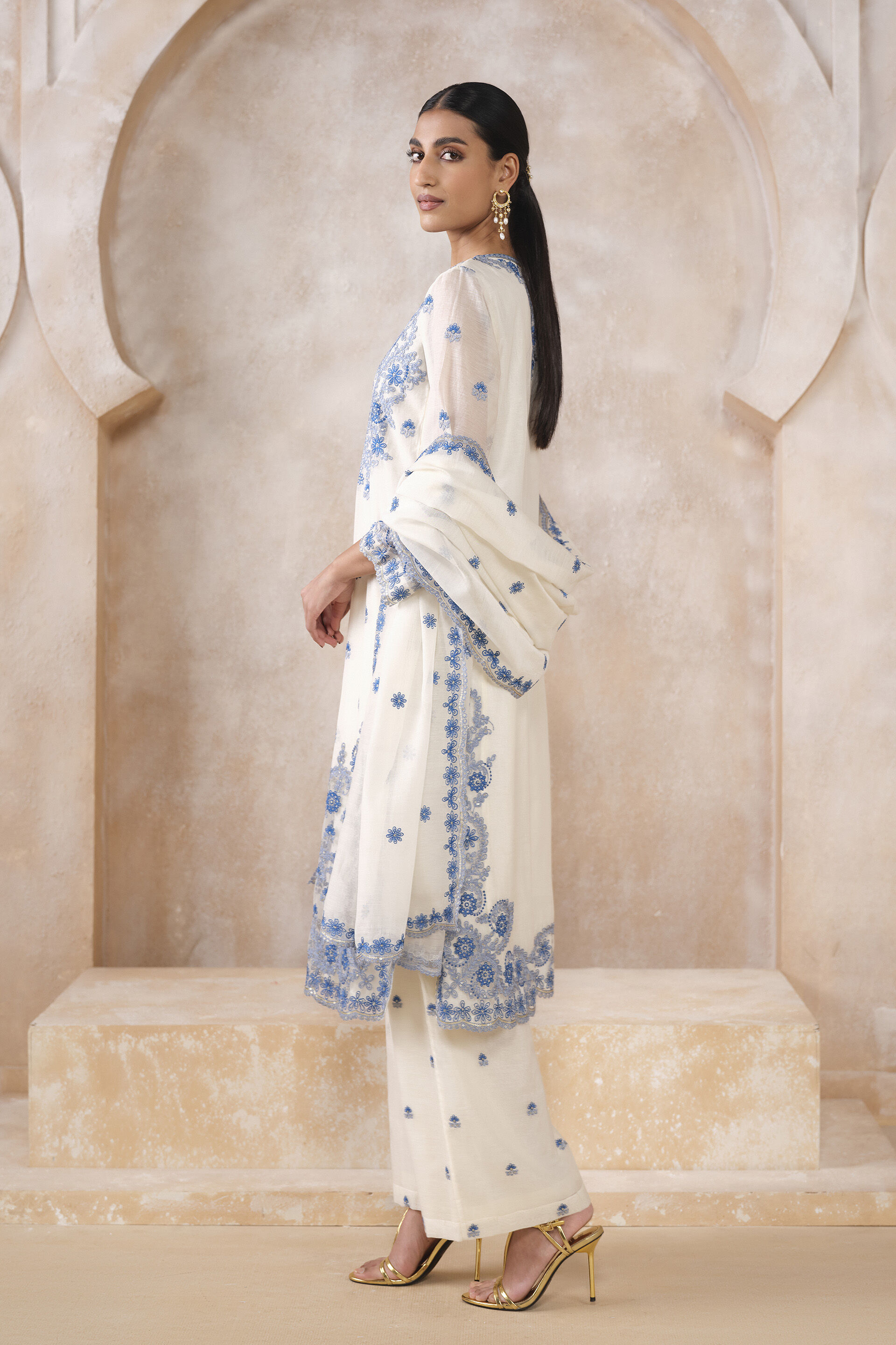 Elah Embroidered Mul Suit Set - White, White, image 3
