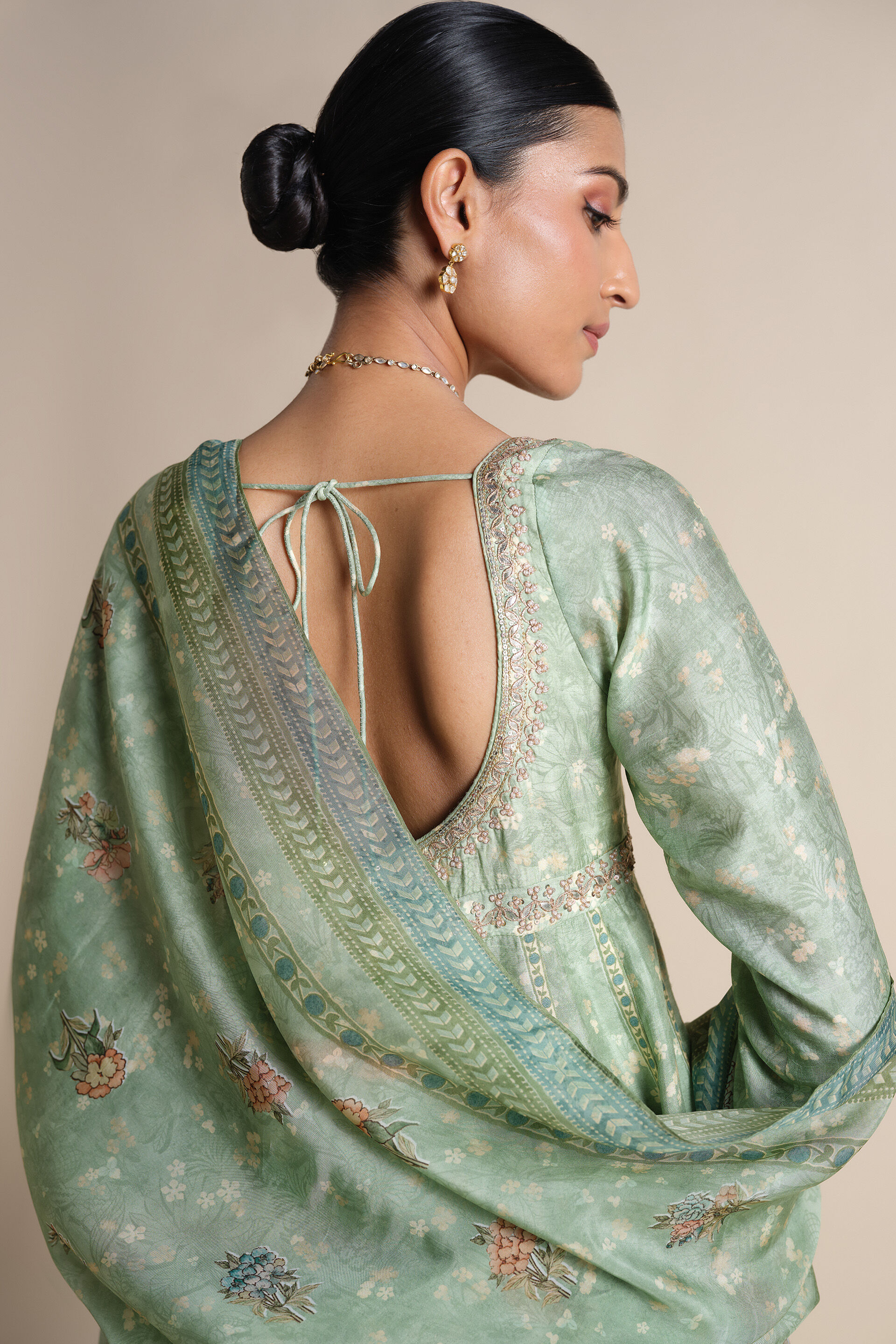 Tayma Silk Anarkali Set - Sage, Sage, image 5