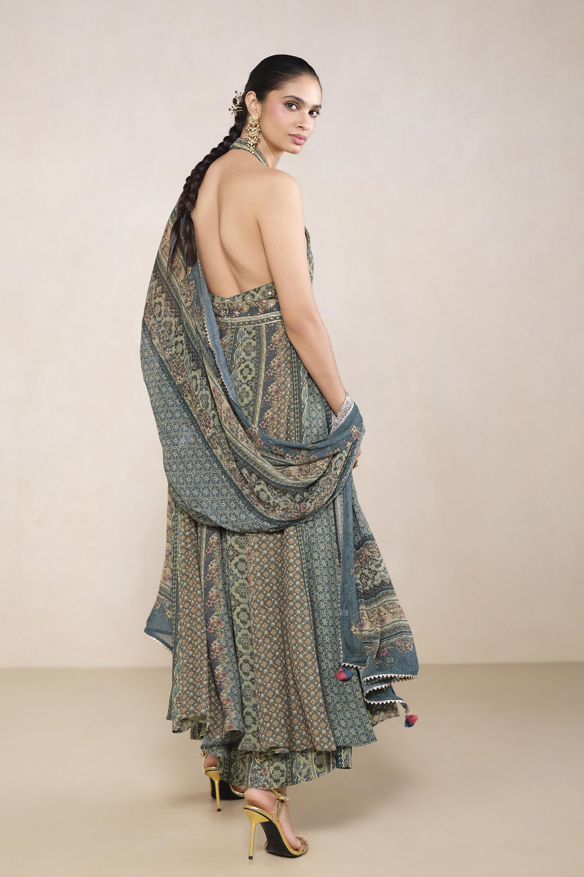 Zeena Printed Suit Set in Green