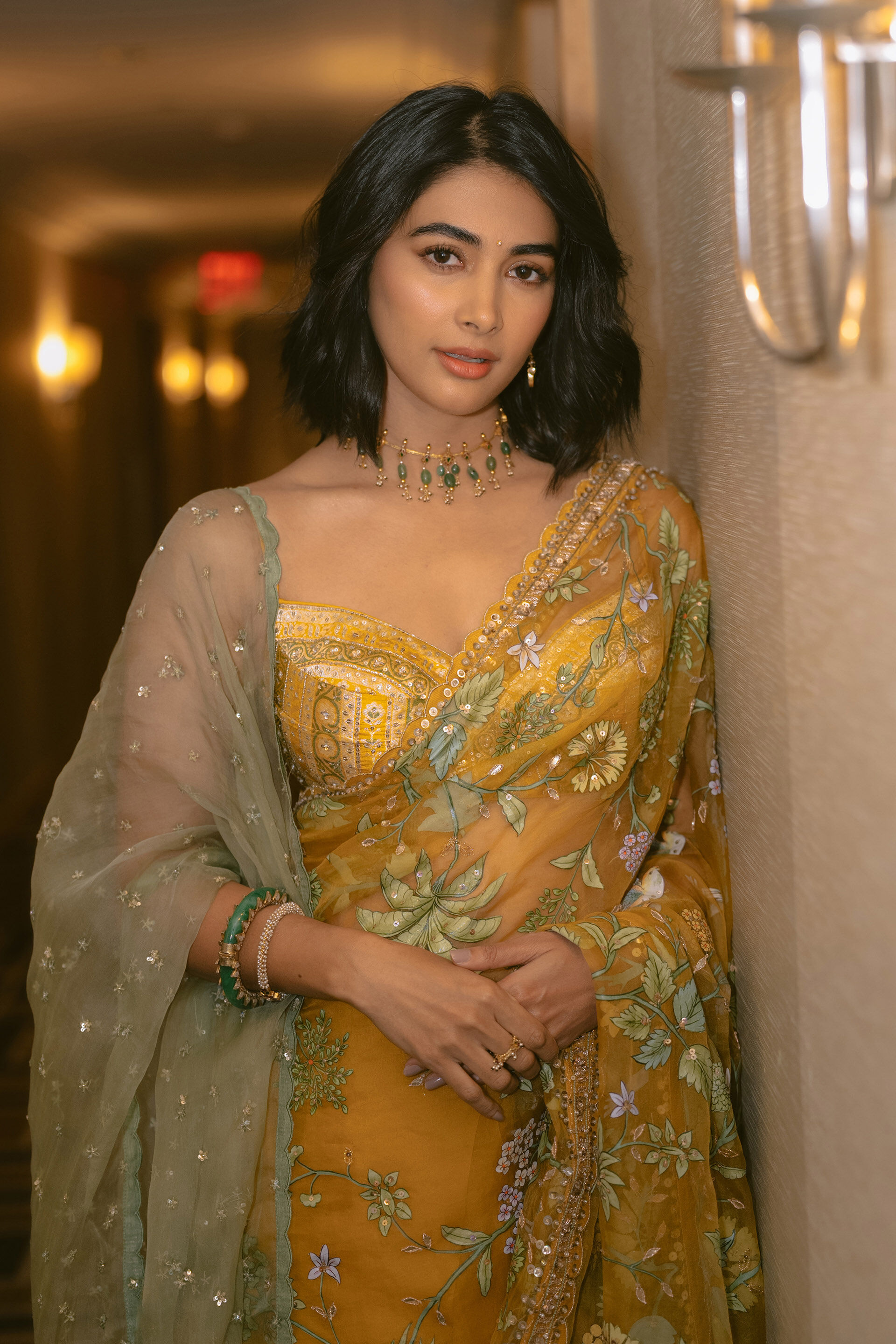 Nisarga Hand-painted Pichhwai Silk Saree - Mustard