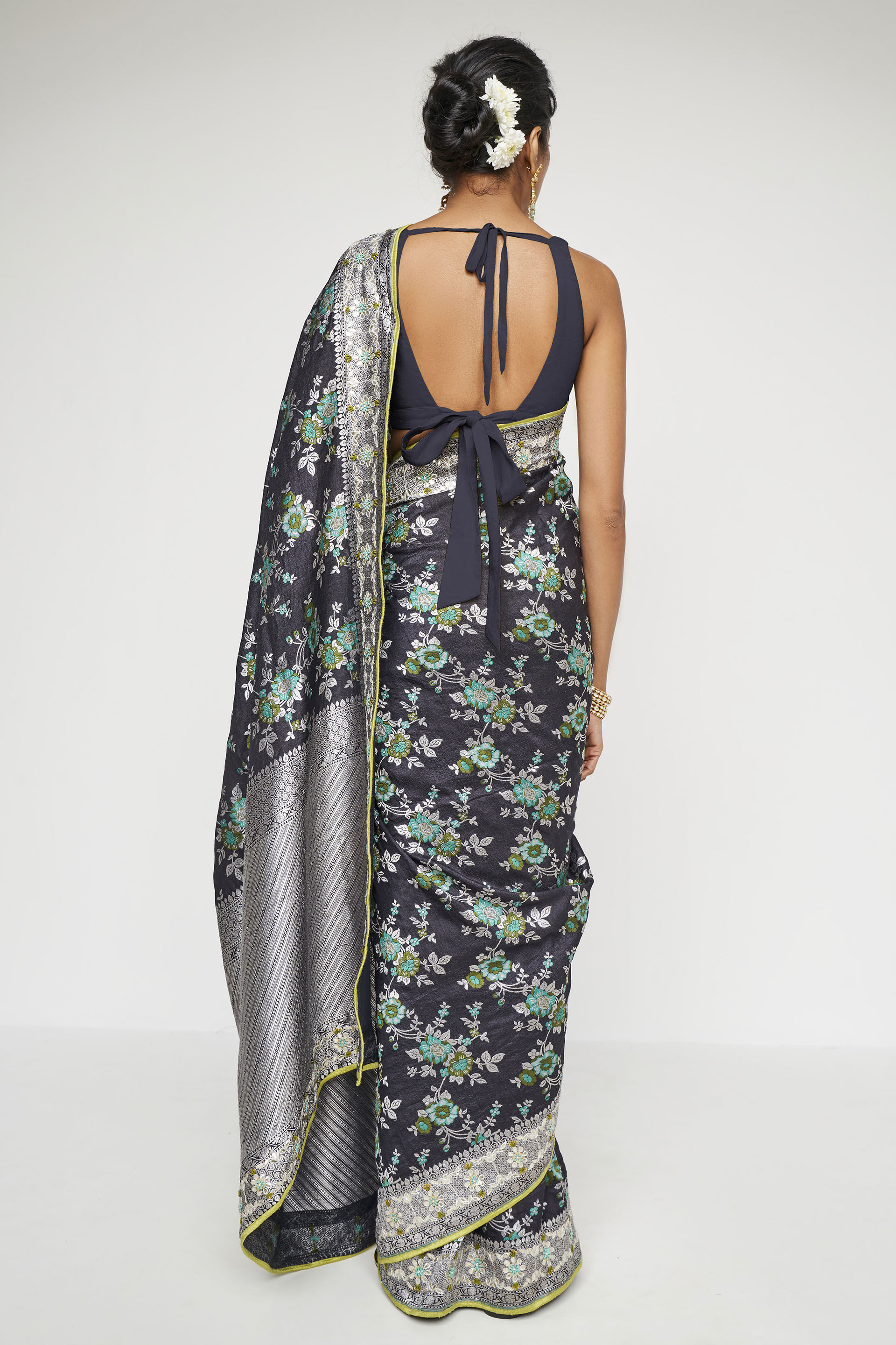 Meha Benarasi Saree - Black, Black, image 2