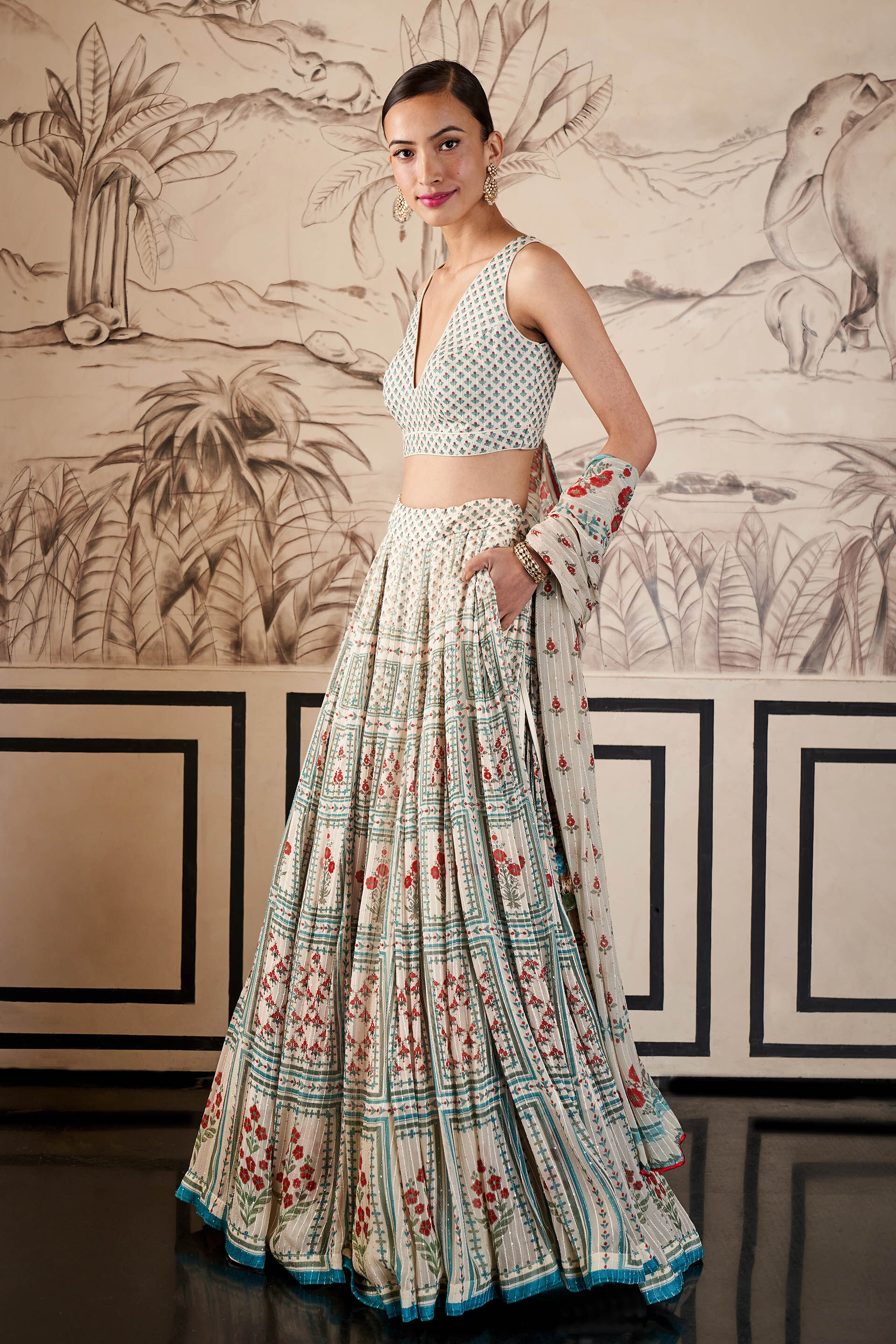 Dua Lehenga - Cream, Cream, image 8
