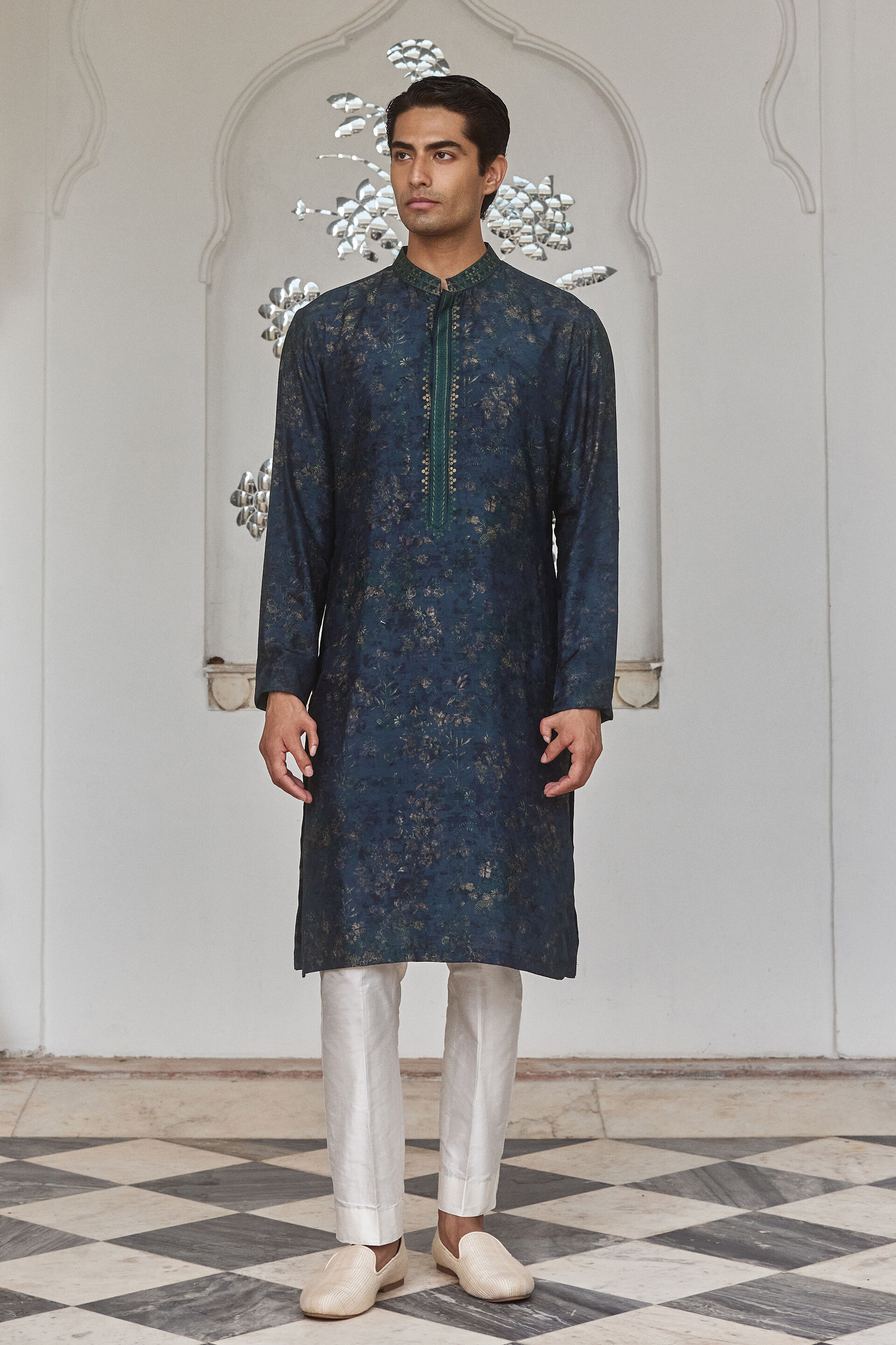 Almog Silk Kurta - Blue